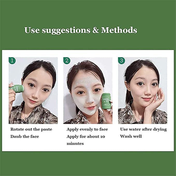 Glowhouse Green Tea Purifying Clay Stick Mask - Oil Control & Anti-Acne Treatment | Eggplant Extract for Deep Cleansing | Portable Solid Mud Mask for Facial Detox | 40g | Perfect for Travel & Daily Skincare Routine