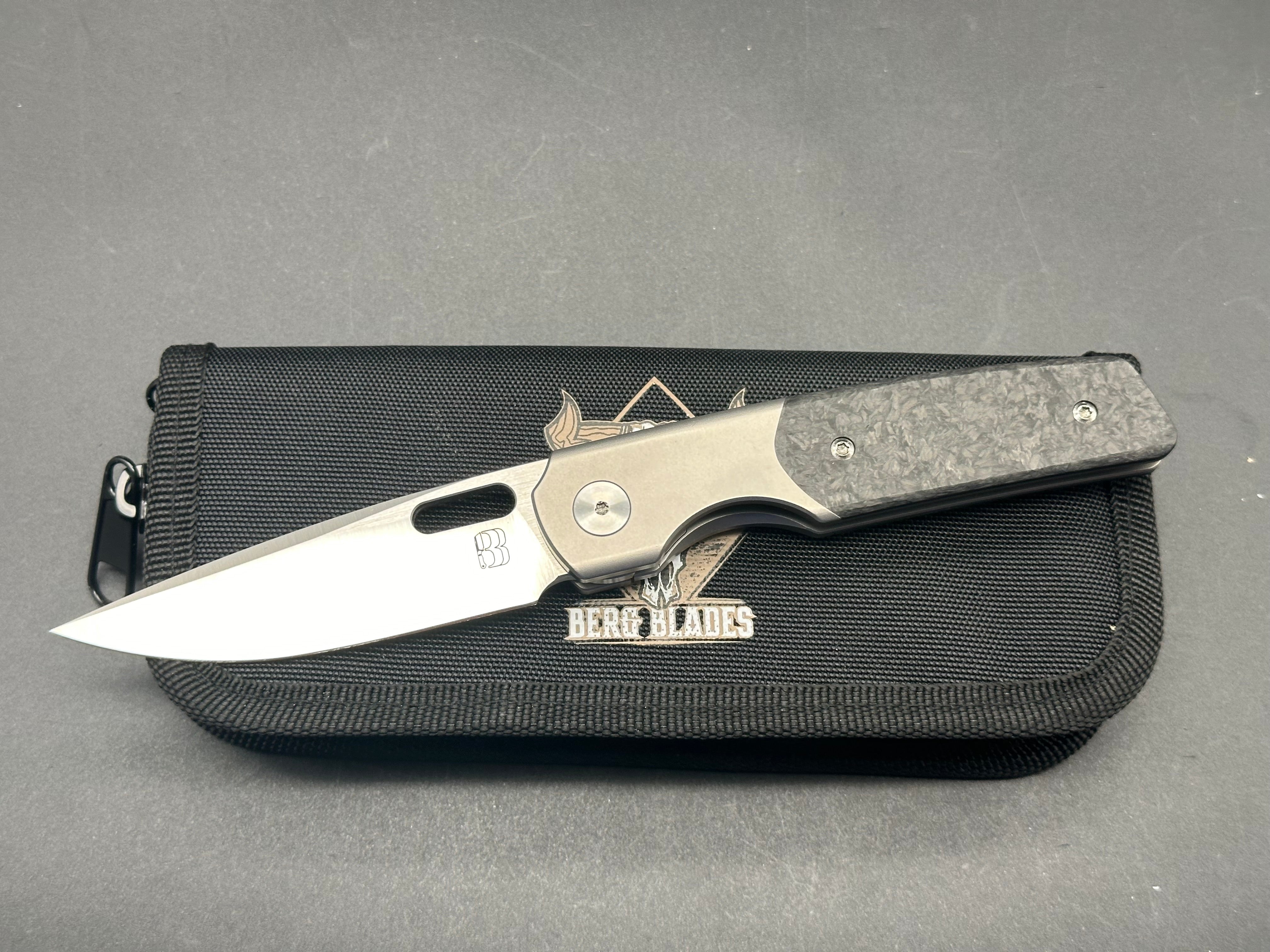 Berg Blades Sweeney Titanium & Carbon Fiber Handle Folding Knife with 20CV Steel Blade - EDC, Outdoor Camping, Hunting & Survival Gear