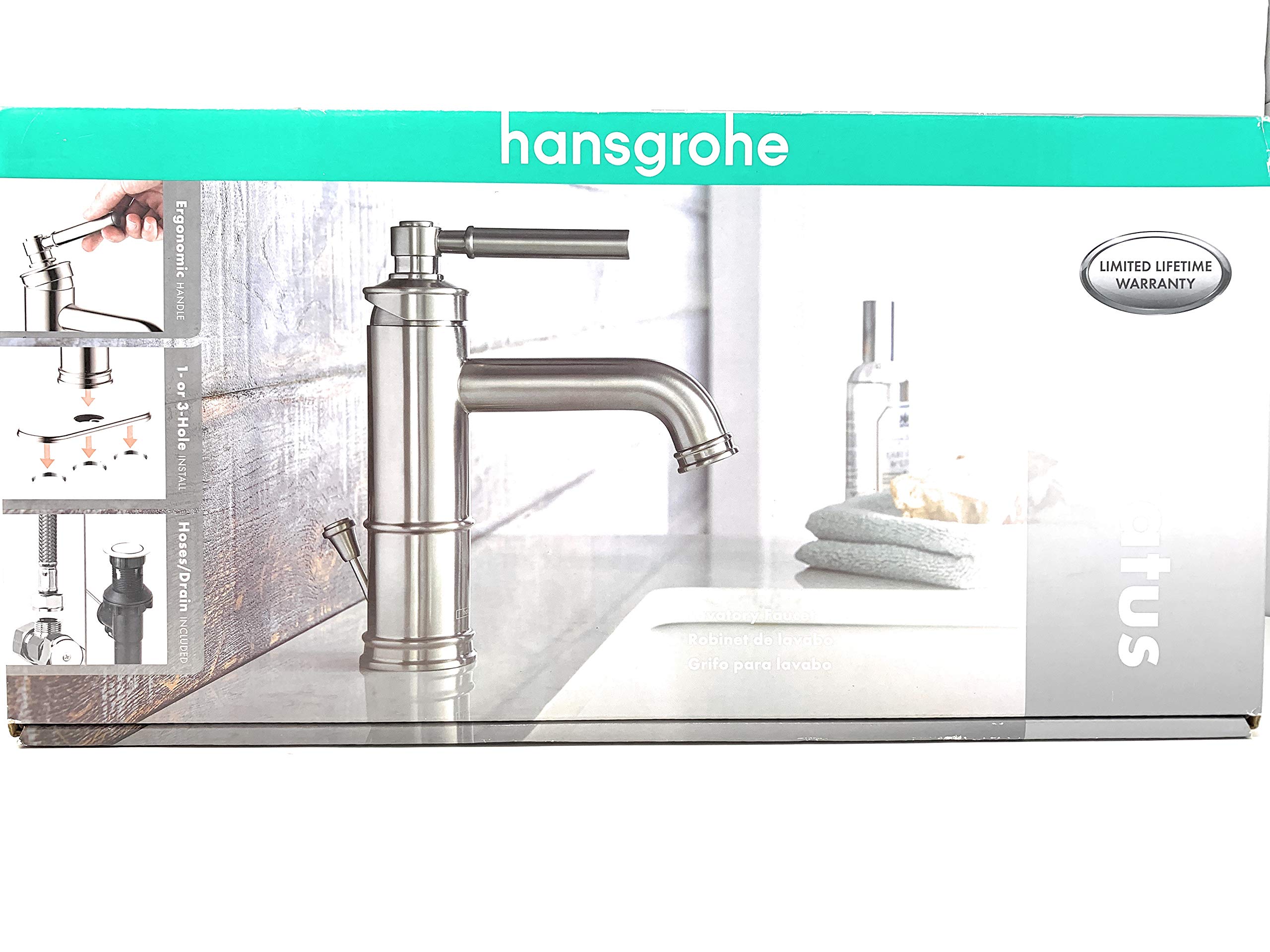 Hansgrohe Status Brushed Nickel Lavatory Faucet - 1.2 GPM Water Flow with Aerated Spray for Smooth Stream | Perfect for Modern Bathroom & Powder Room Sinks