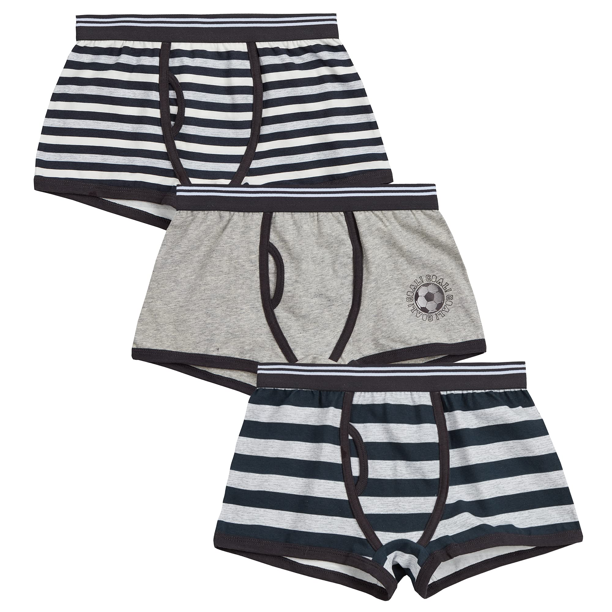 3 Pairs Boys Cotton-Rich Trunk Underwear for Kids 2-13 Years - Soft, Breathable & Comfortable for School, Play & Everyday Wear
