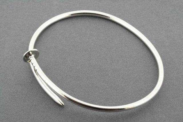 Elegant Sterling Silver Oval Nail Bangle Bracelet for Women - Perfect for Parties, Weddings & Everyday Wear