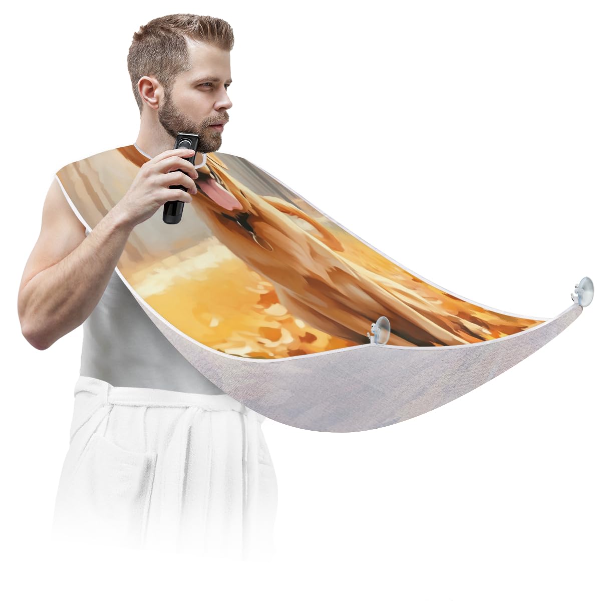 Fallen Leaf Dog Beard Shaving Bib for Men & Women - Waterproof Hair Dye Apron, Makeup Cape & Barber Accessories - Perfect for Beard Trimming, Haircut, Salon Styling & Home Grooming (Great Gift for Barbers & Pet Owners)