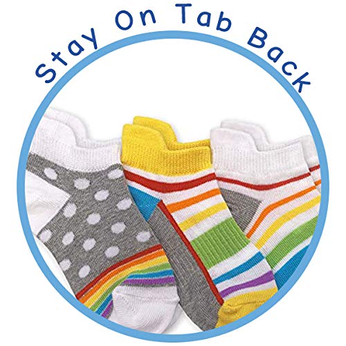 Jefferies Women's Rainbow Pattern Sport Tab Low Cut Ankle Socks - 6 Pair Pack (Large) - Breathable Athletic Socks for Running, Yoga & Casual Wear