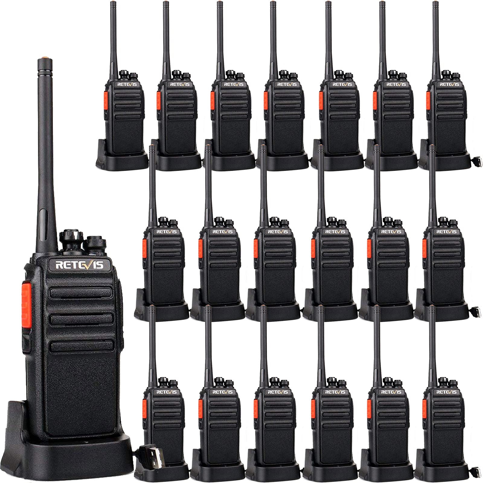 Retevis H-777S Long Range Rechargeable Two Way Radios for Adults - 20 Pack Walkie Talkies with VOX Hands Free & USB Charger Base - Ideal for Commercial Business, School, Hotel, Retail & Outdoor Activities
