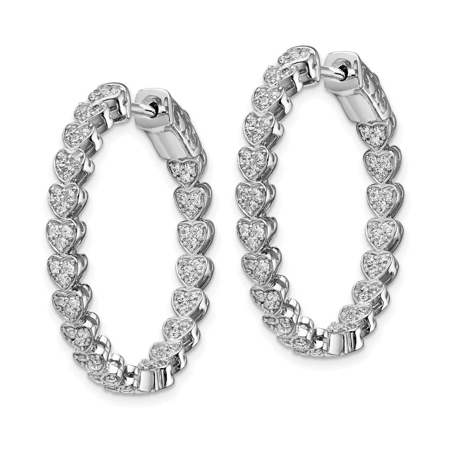 Sterling Silver CZ Heart Hoop Earrings - 1.3 Inch Round Cubic Zirconia Dangle Earrings for Women, Valentine's Day Gift, Anniversary Jewelry, Everyday Wear