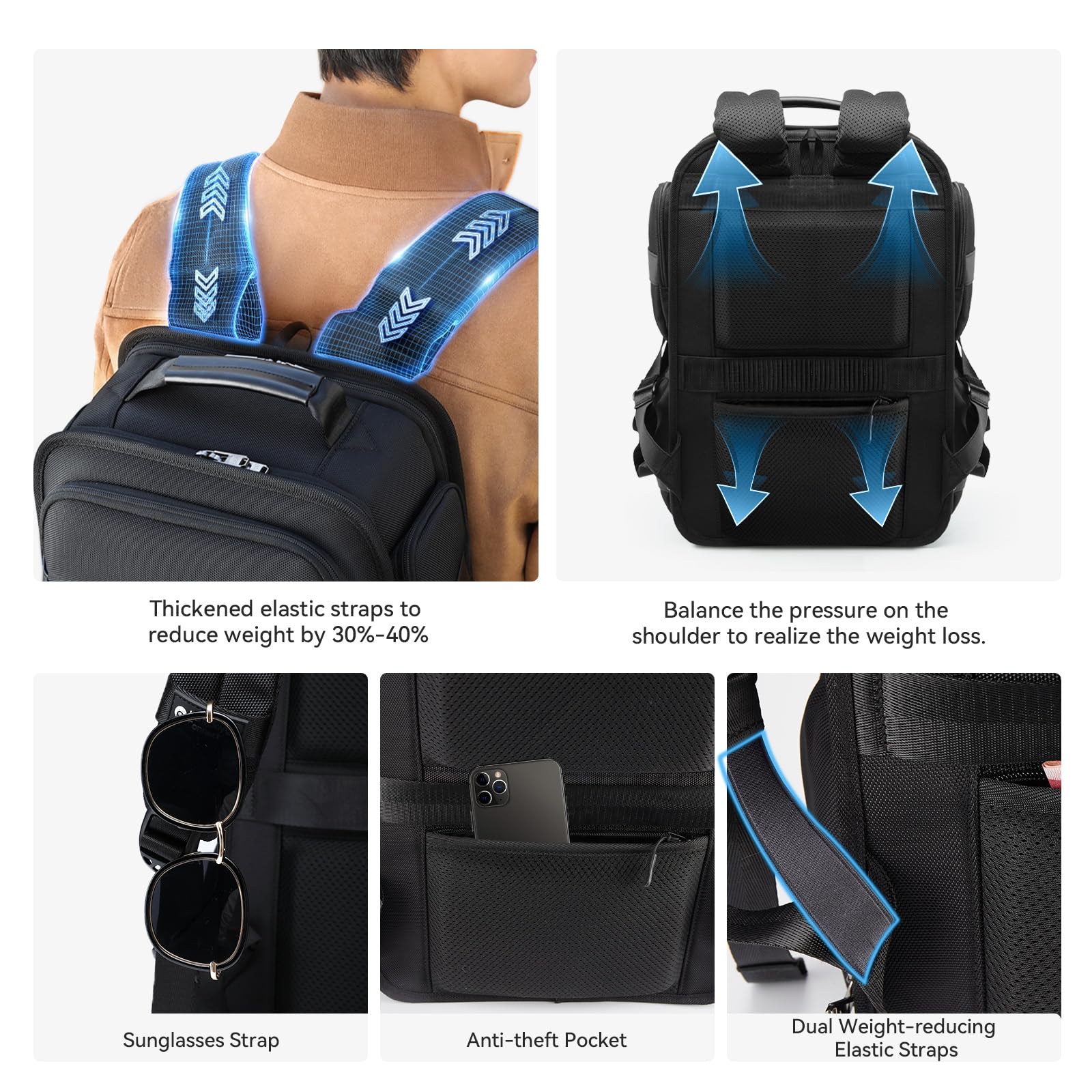 **CROSSGEAR 16 Inch Business Laptop Backpack for Men - Water Resistant USB Charging Travel Backpack, Airplane Carry-On & Office Commuter Daypack - Perfect for Work, Travel & Daily Use**