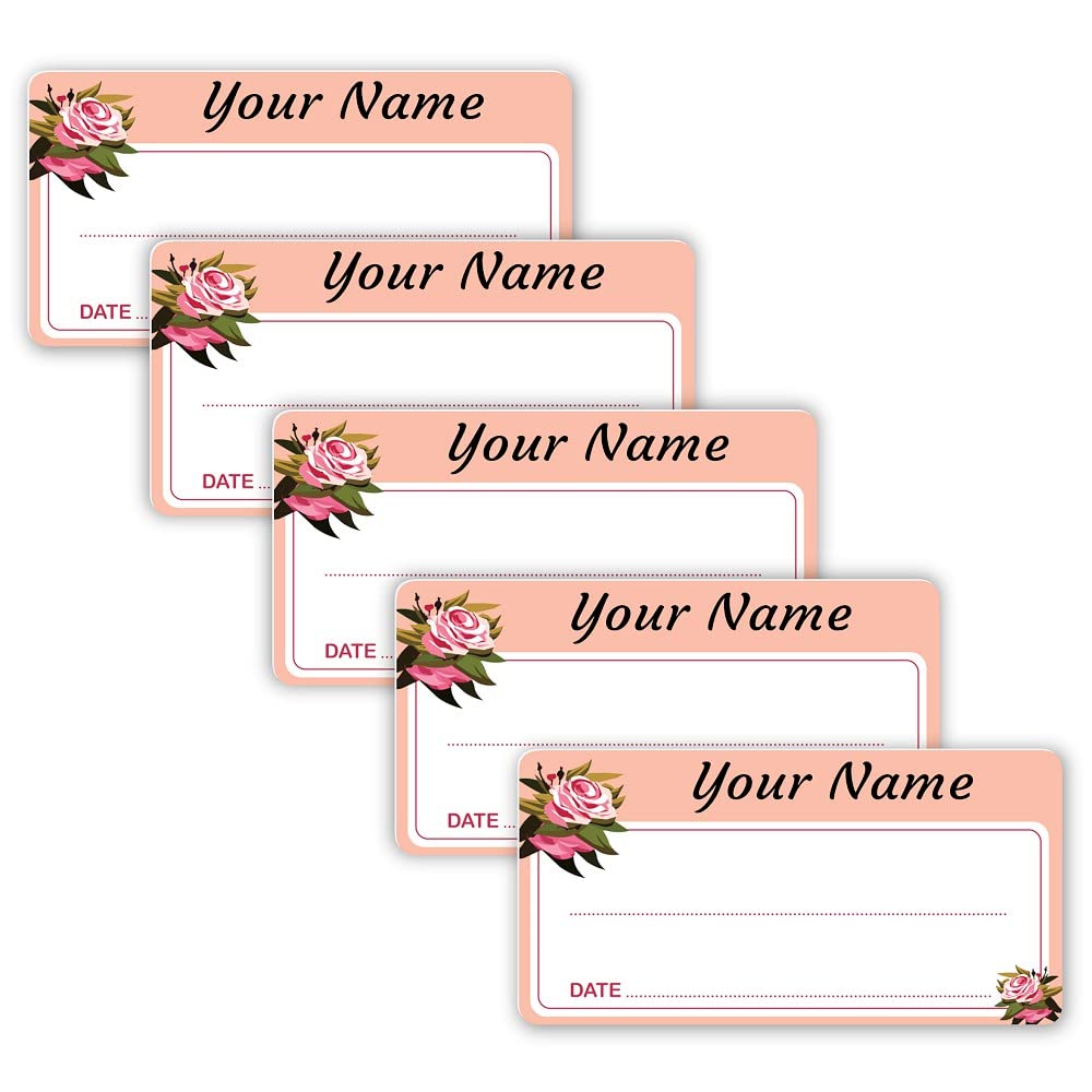 Personalized Waterproof Date Labels - Rose Theme Stickers for School, Office & Home Organization - Perfect for Lunch Boxes, Water Bottles & Storage Containers
