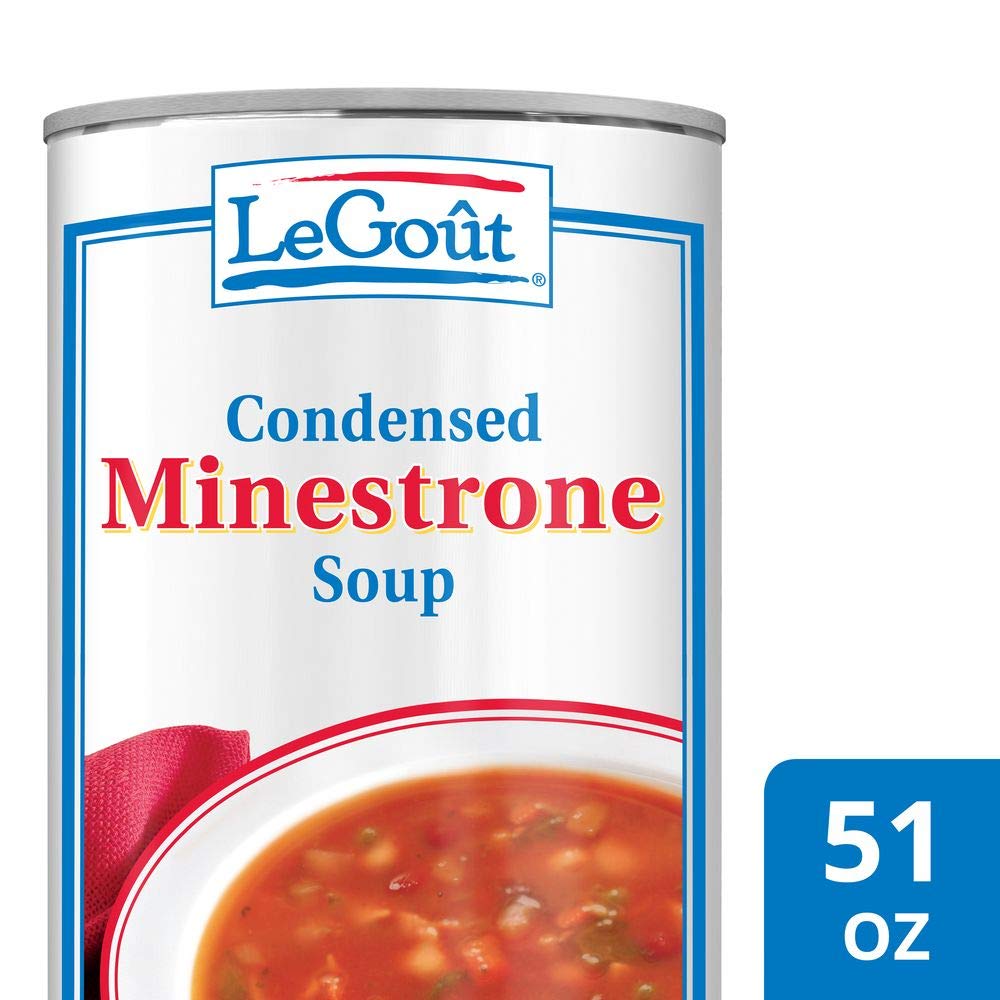 LeGout Minestrone Condensed Canned Soup - 0g Trans Fat, 51 oz (Pack of 12) | Italian Vegetable Pasta Soup for Quick Meals, Camping & Emergency Food Storage