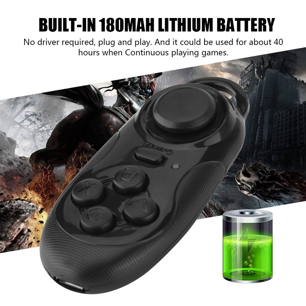Wireless Gamepad Controller for iOS Android PC TV - 3D VR Glasses Remote & Selfie Camera Shutter - Perfect for Gaming, VR Experiences, and Wireless Photography (Black)