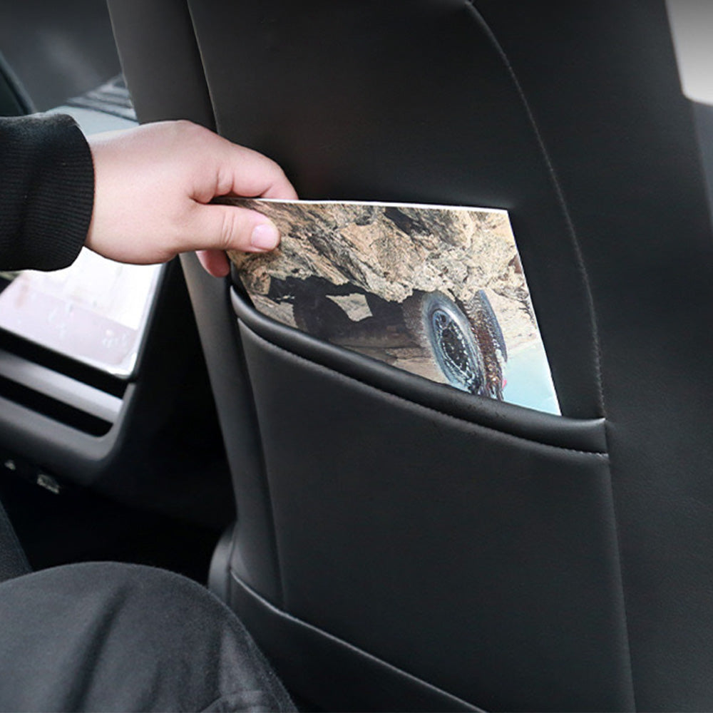 Premium Seat Back Kick Protector for Tesla Model Y (2025+) - Waterproof, OEM Matched Design with Storage Pocket | Car Seat Protector for Kids & Pets | Perfect for Road Trips & Daily Commutes
