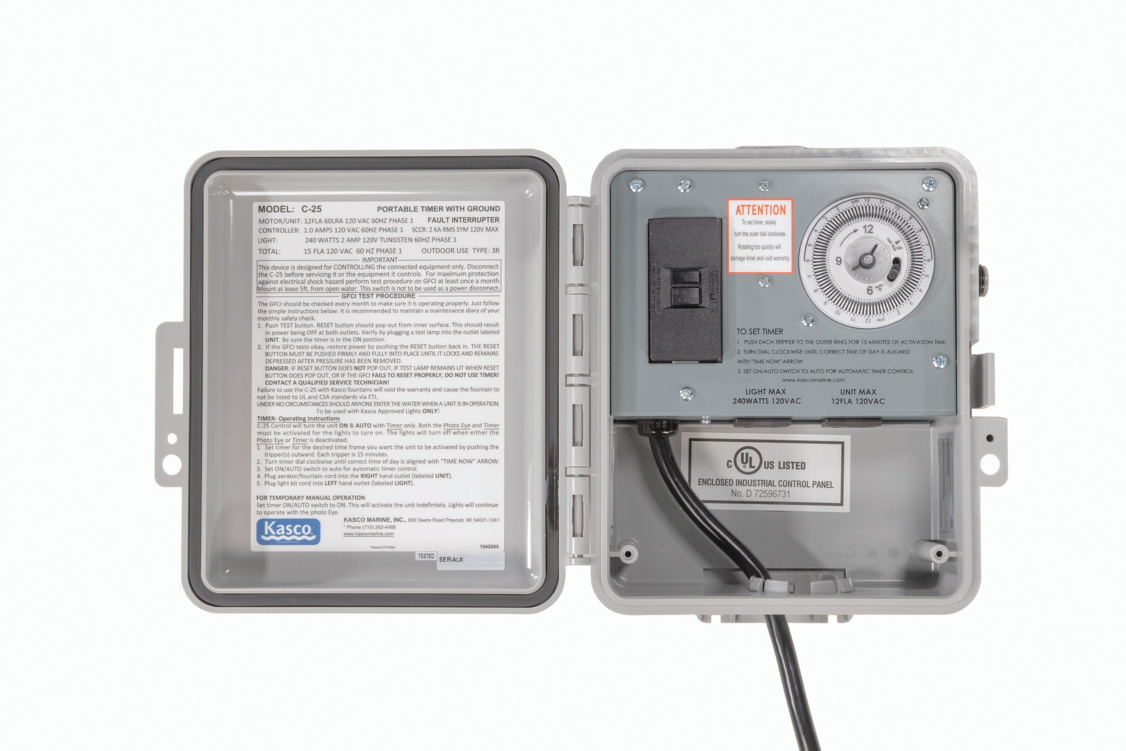 Kasco C 25 Water Fountain Control Panel for Ponds, Lakes & Aeration Systems - Durable Outdoor Use for Water Features & Circulation Pumps
