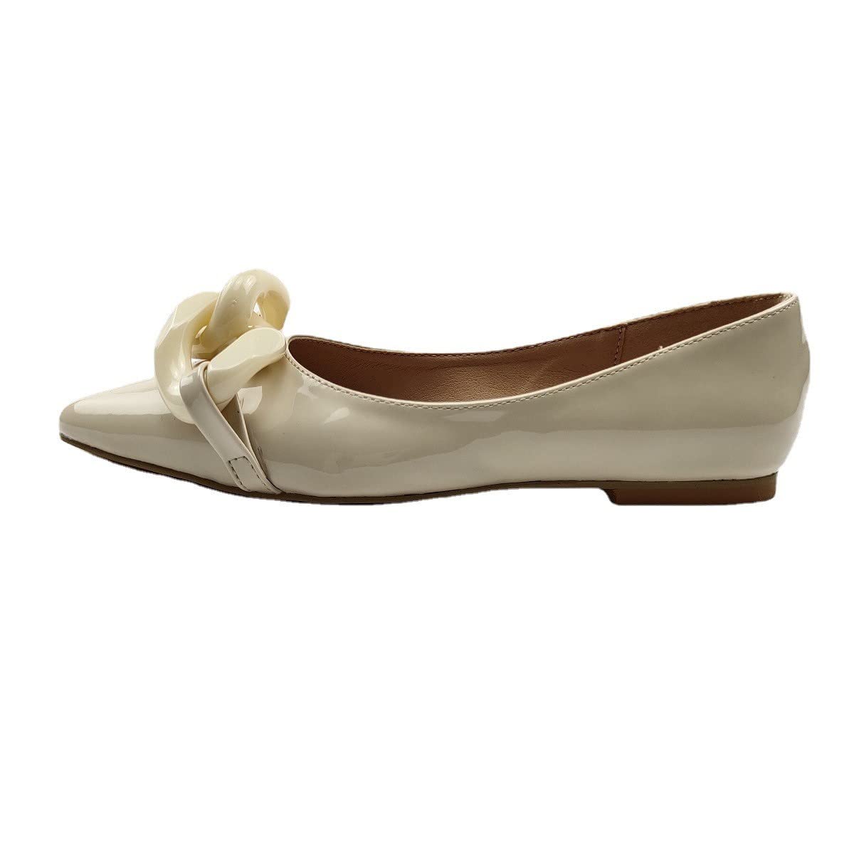Women's Pointed Toe Flat Shoes - Elegant Plastic Chain Dress Flats for Office & Work | Comfortable Professional Shoes for Business, Commuting & Formal Occasions