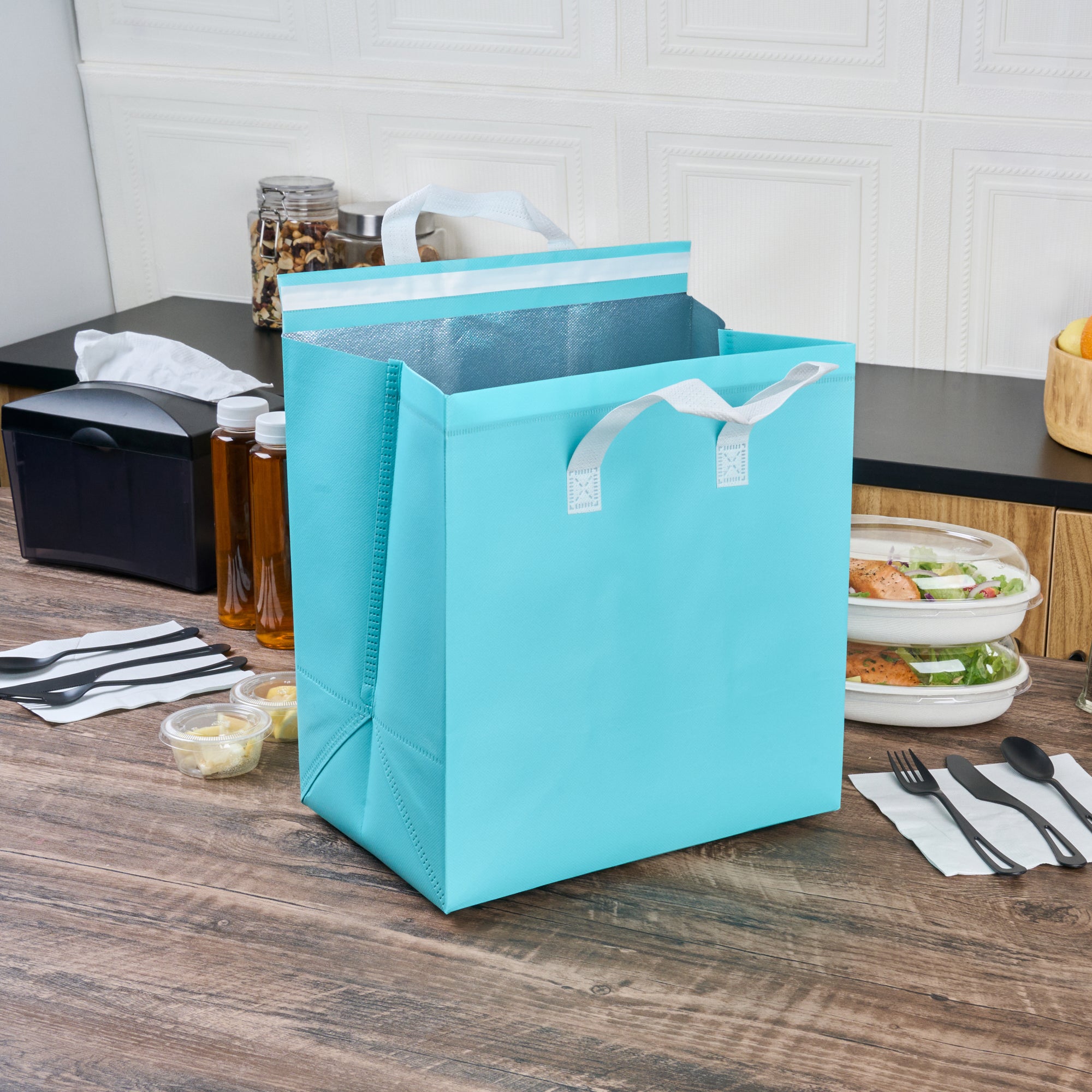 Premium Insulated Take Out Bags - Tamper Evident Food Delivery Bags (11 3/4