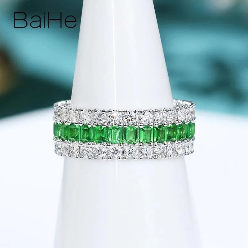 14K White Gold Natural Tsavorite Diamond Ring for Women & Men – Luxury Fine Jewelry – Trendy Engagement, Wedding, Anniversary Gift – Perfect for Special Occasions