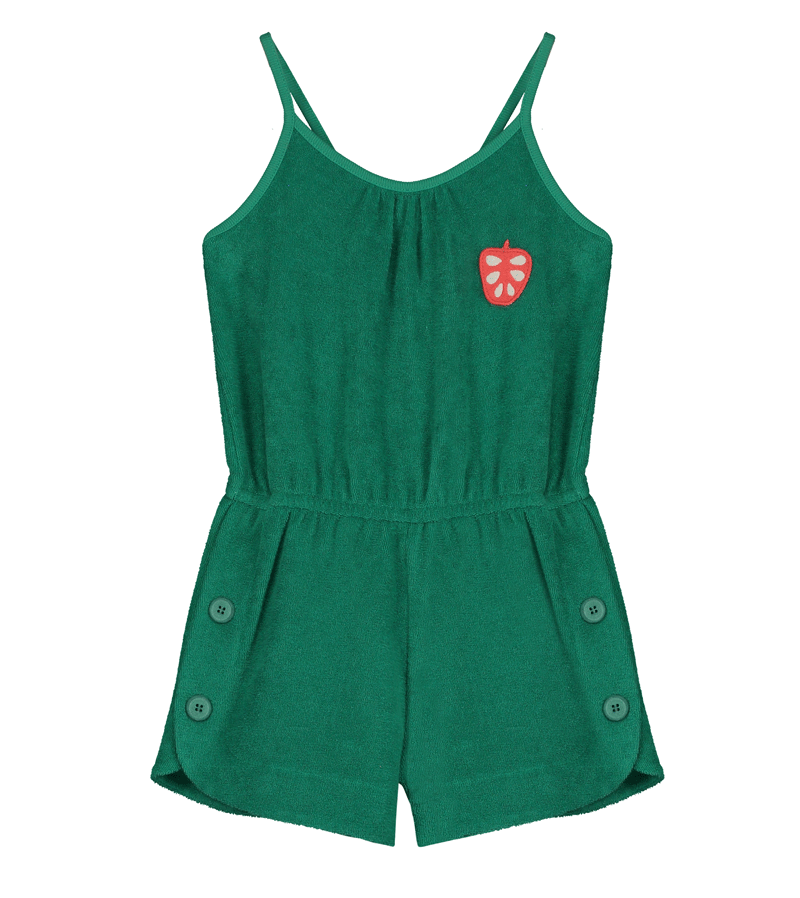 Grass Green Delhi Terry Playsuit by Letter to the World - Stylish Jumpsuit for Women, Comfortable Summer Romper, Perfect for Beach Vacation & Casual Outings
