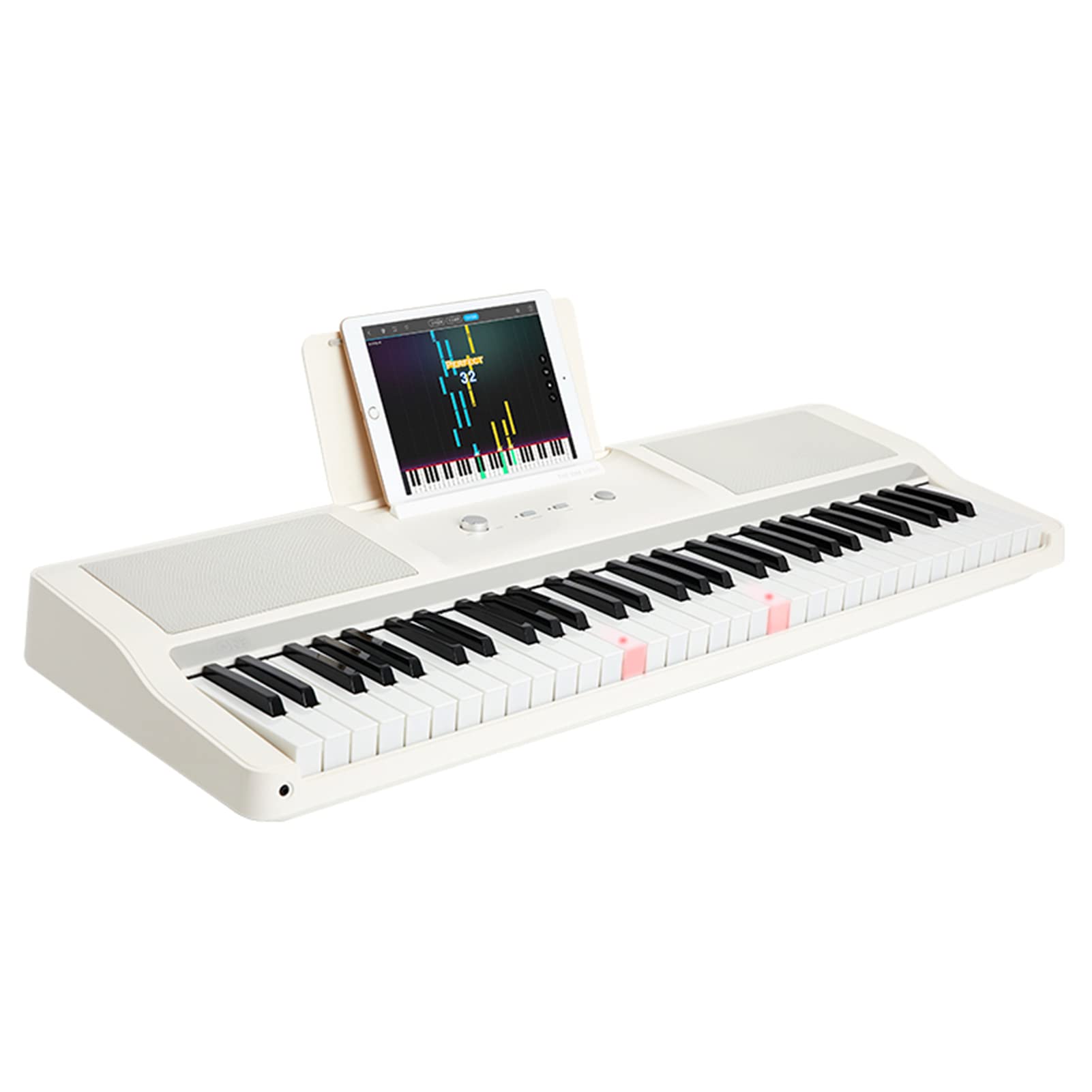 The ONE Smart Piano Keyboard with Lighted Keys - 61 Key Electronic MIDI Keyboard for Beginners, Home & Studio Use - Portable Digital Piano with Teaching Function (Milk White) - Perfect for Music Lessons, Practice & Live Performances