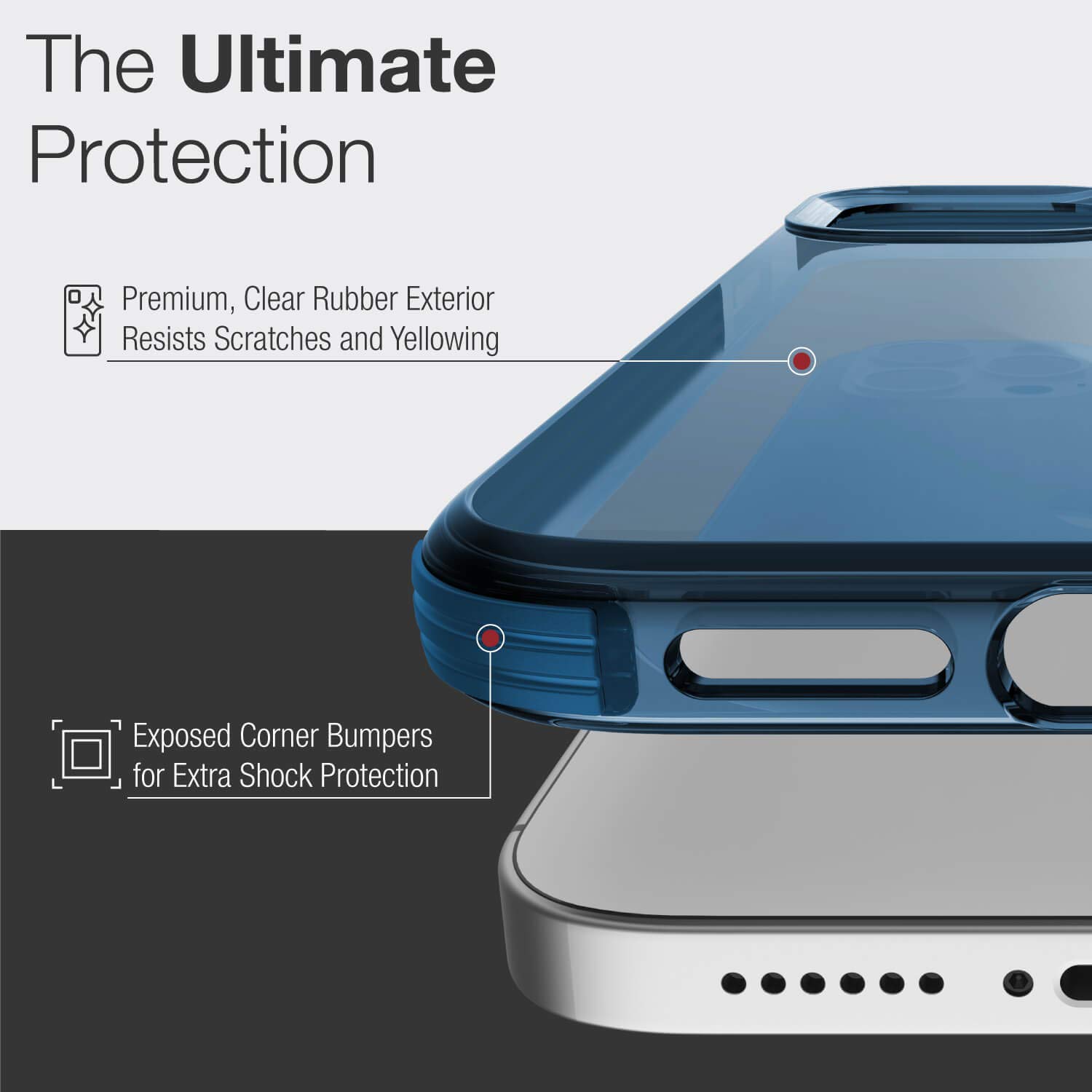 RAPTIC Clear iPhone 12 Pro Max Case - Slim Anti-Yellow Shockproof Cover with Scratch Resistant Protection - Perfect for Everyday Use, Travel & Outdoor Activities (Blue)
