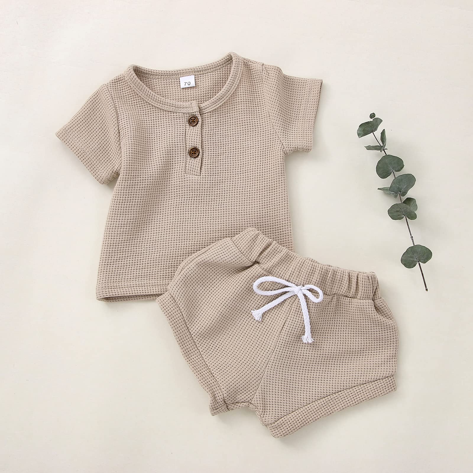 Baby Summer Outfit Sets - Soft Waffle Knit Short Sleeve T-Shirt & Shorts for Infant Boys & Girls | Perfect for Playtime, Beach & Outdoor Activities