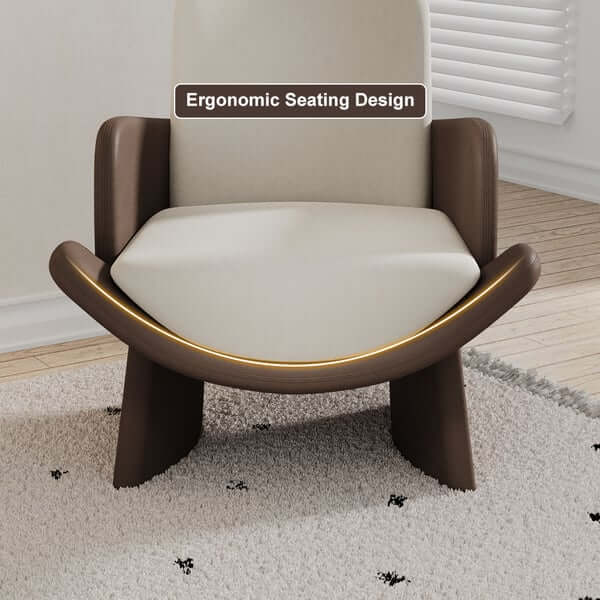 Modern Faux Leather Lounge Chair - Brown & Beige Armchair with Tufted Back - Perfect for Living Room, Office or Reading Nook