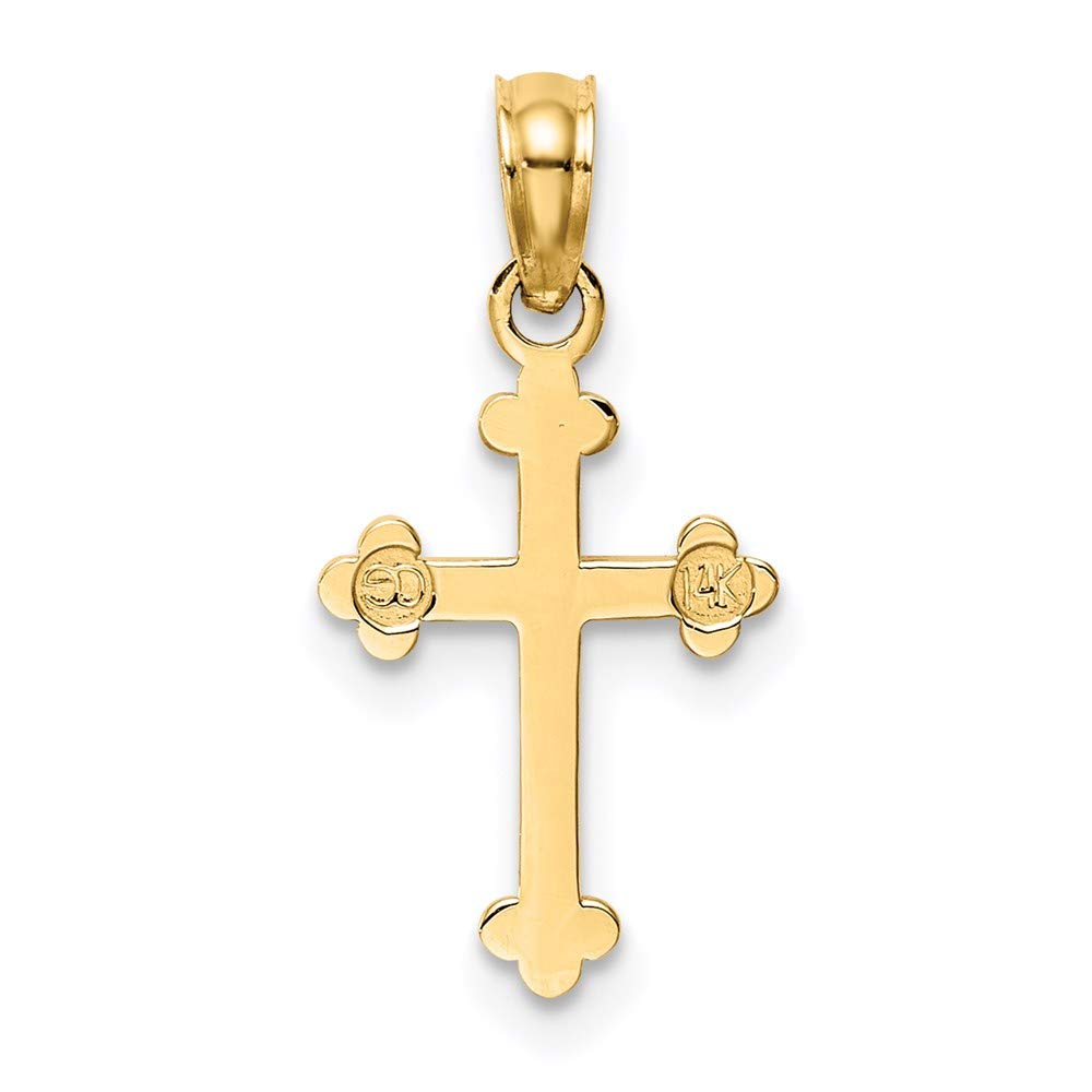 14k Yellow Gold Dainty Budded Cross Pendant for Everyday Wear