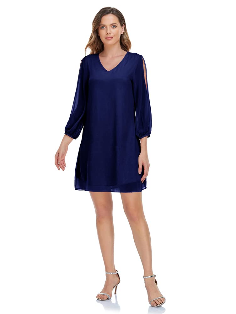 Women's Summer Chiffon Cold Shoulder Shift Dress - Short Loose Fitting Party Dress for Beach, Vacation & Evening Out