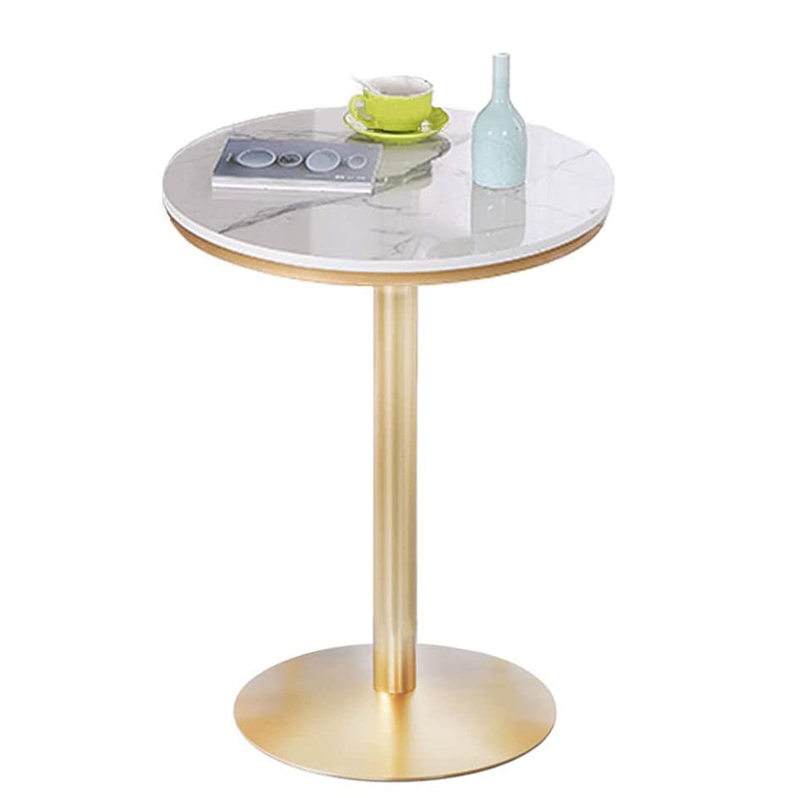 Modern Round Marble Top High Table with Gold Base - Sturdy & Easy to Assemble Bistro Table for Restaurant, Cafe, Bar, Pub (41.3