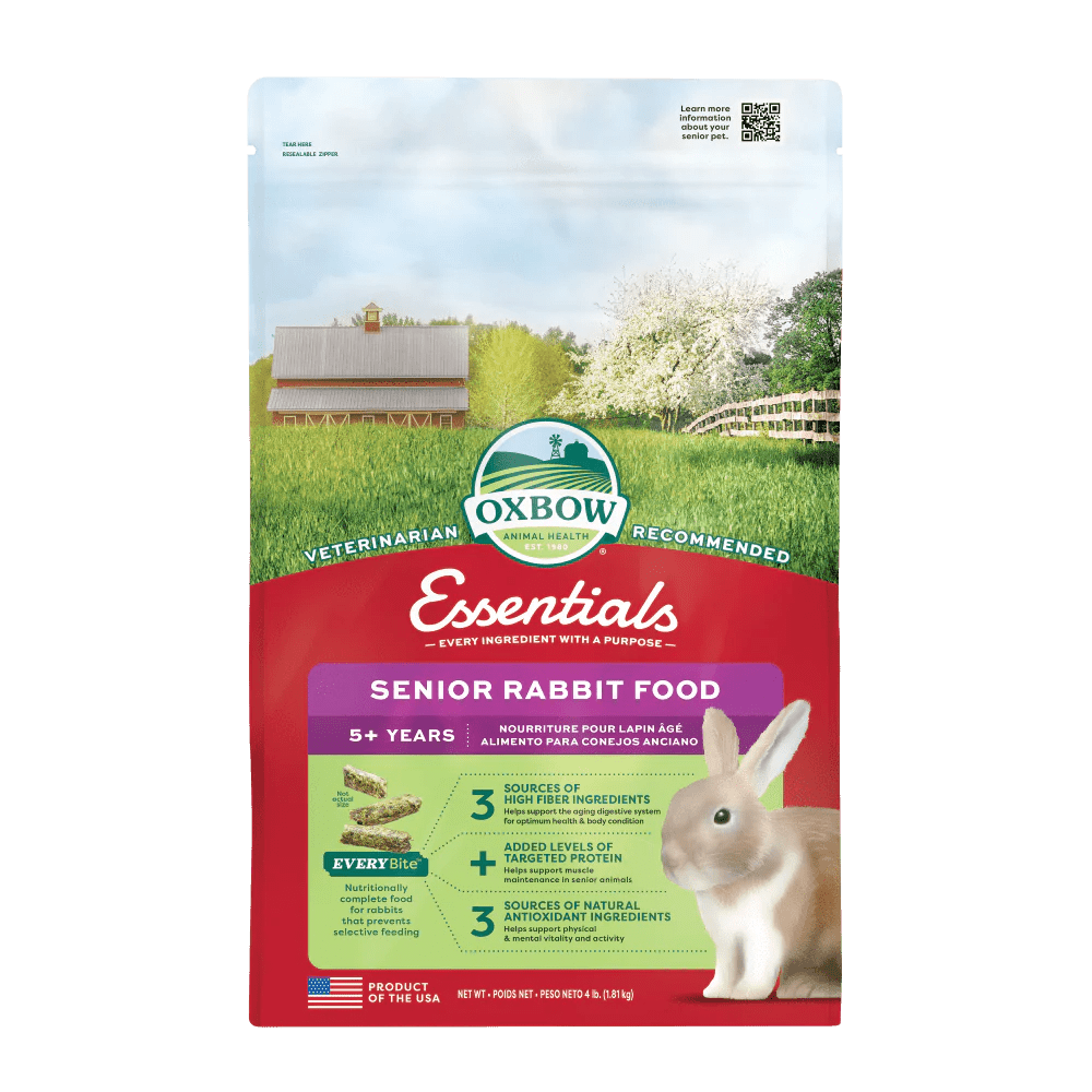 Oxbow Essentials Senior Rabbit Food - 1.8KG (4 lbs) High Fiber Pellet Diet for Adult & Elderly Rabbits - Supports Digestive Health & Dental Care - Perfect for Indoor & Outdoor Pet Rabbits