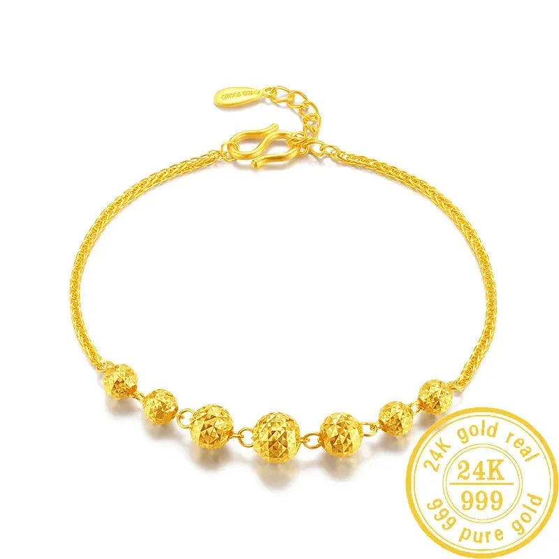 24K Pure Gold Bracelet for Women - 999 Solid Real Gold Bangle - Elegant Romantic Classic Jewelry Gift for Her - Perfect for Anniversaries, Weddings & Special Occasions