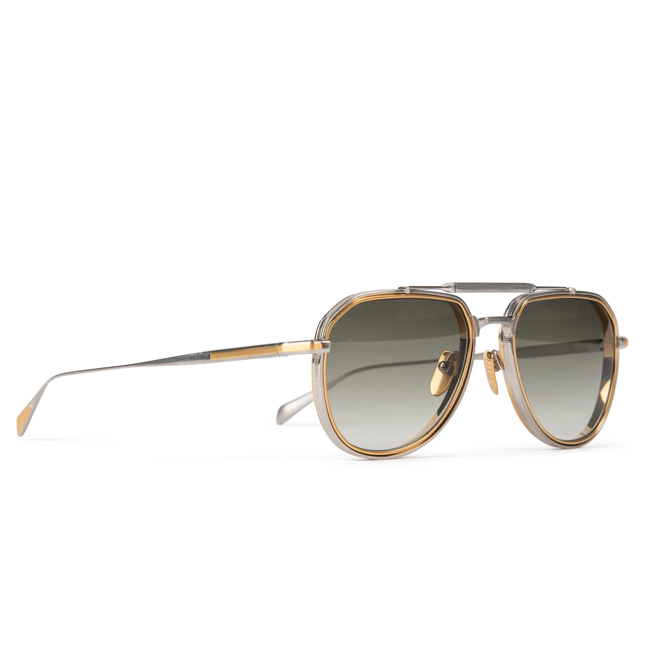 Jacques Marie Mage Commander Silver Gold Green Sunglasses for Men & Women - Luxury Vintage Aviator Sunglasses for Outdoor, Driving & Fashion
