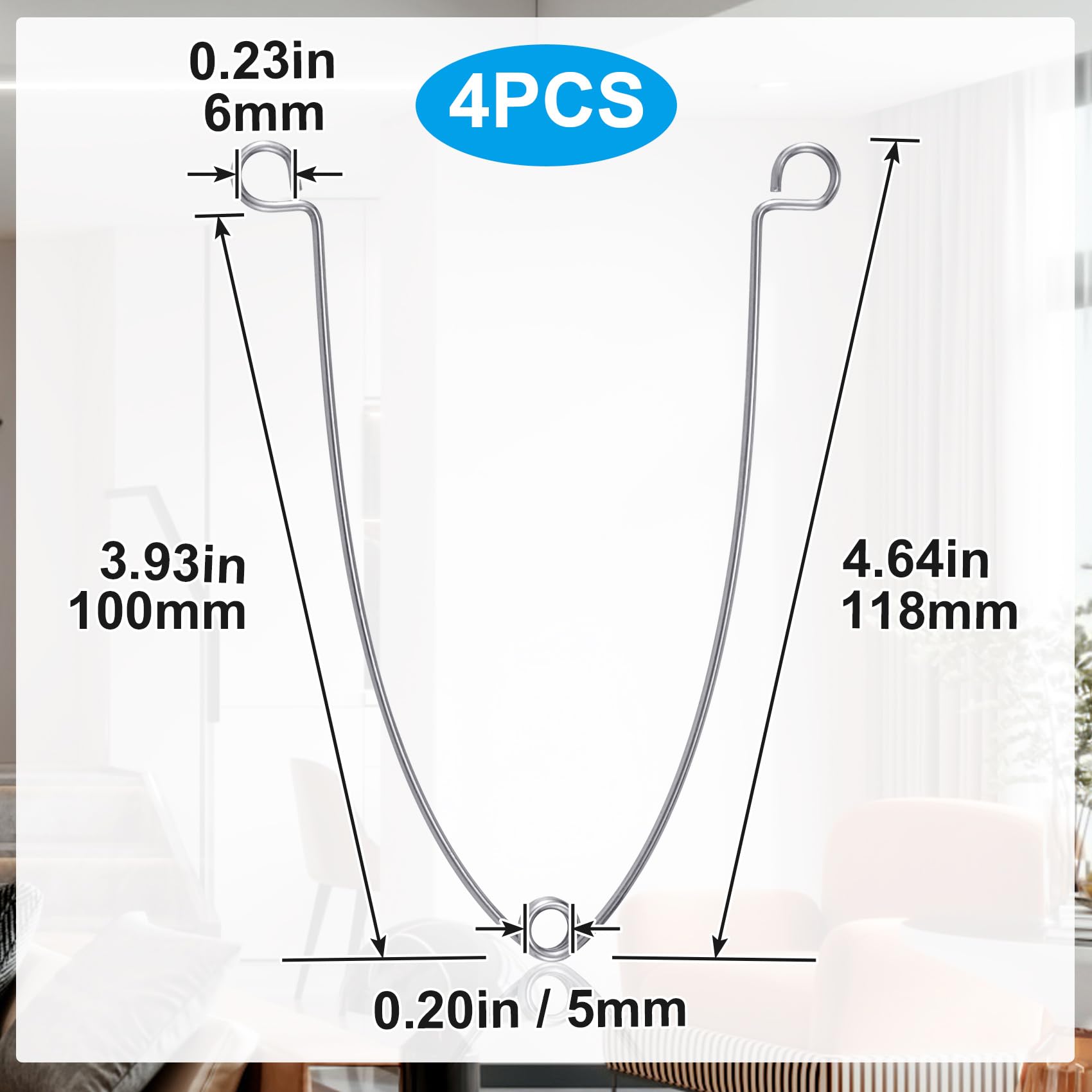 OIIKI 4-Pack Recessed Lighting Spring Clips - Heavy Duty Torsion Metal Springs for Recessed Light Covers & Trim Accessories | Perfect for Ceiling Can Light Installation & Home Lighting Projects