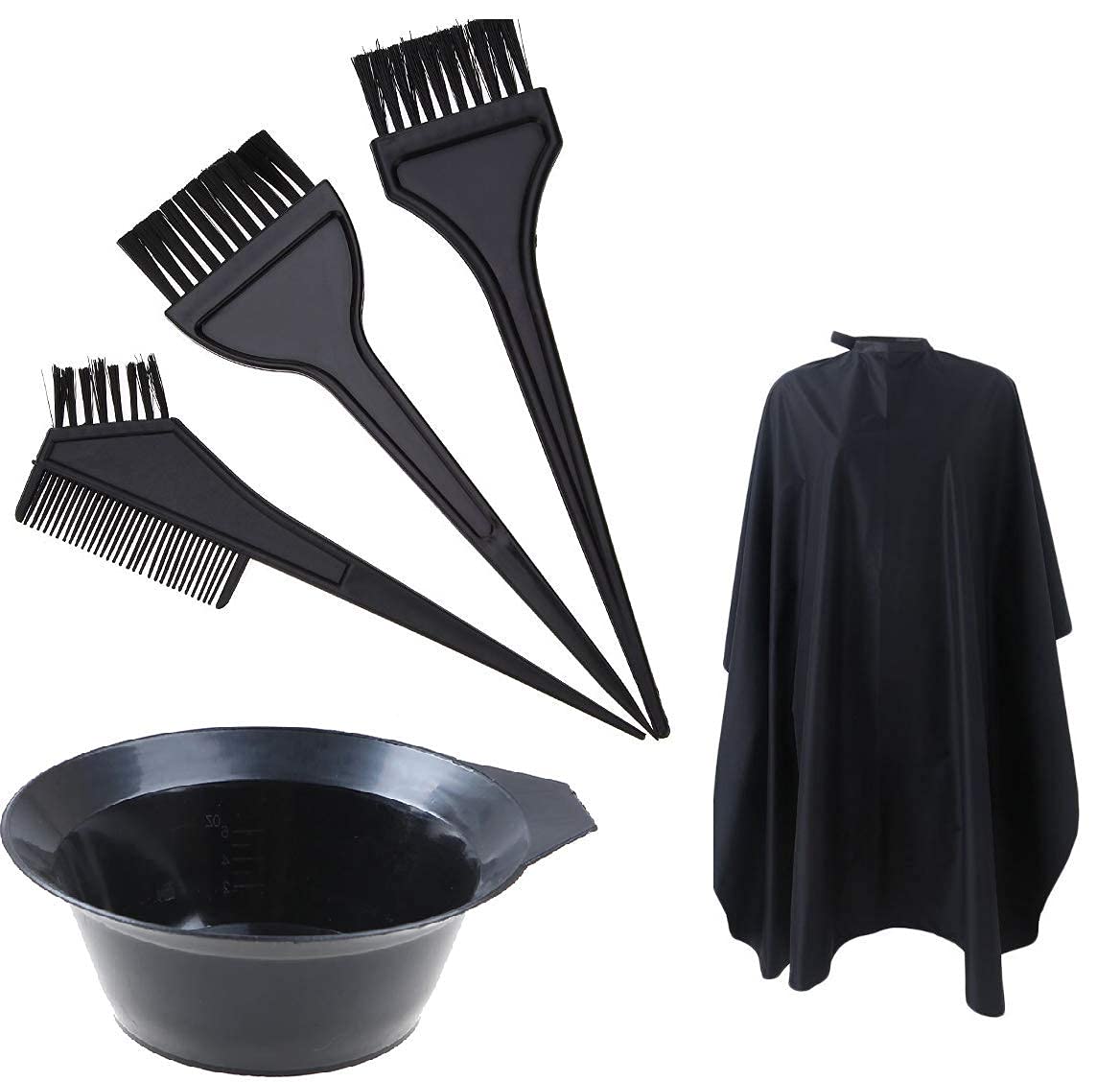 Professional Hair Coloring Kit - APOEM Dye Brush, Mixing Bowl & Hair Color Apron for Men & Women (Black, 5-Piece Set) | Perfect for Salon, Home Hair Dyeing & DIY Hair Coloring