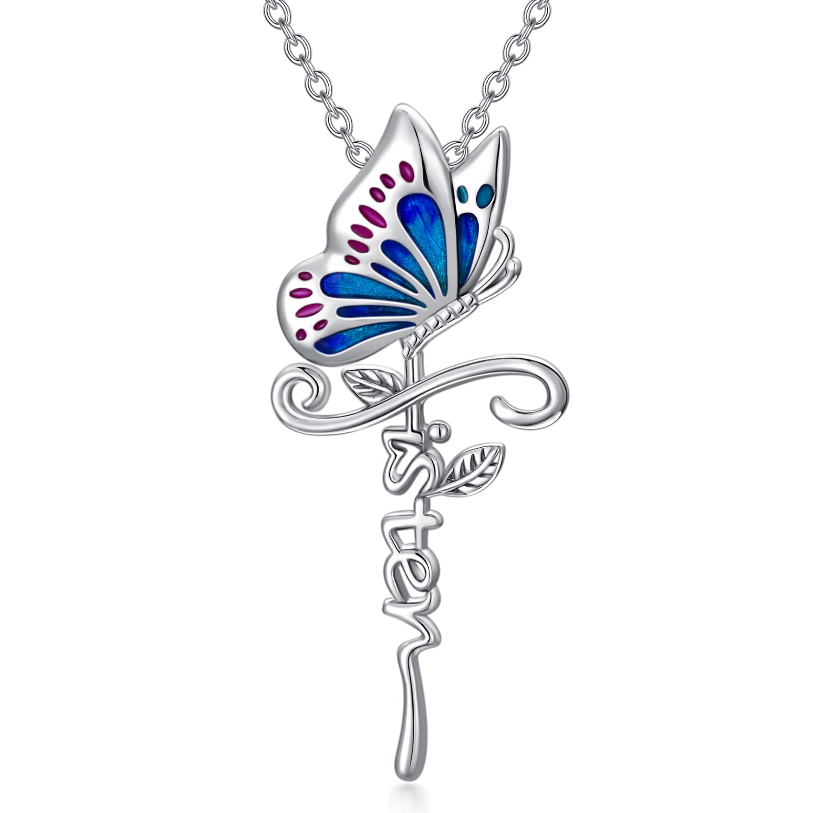 925 Sterling Silver Sunflower Rose Butterfly Lotus Necklace for Women - Always My Sister Forever My Friend Pendant - Perfect Sister Gift for Birthday, Anniversary & Special Occasions