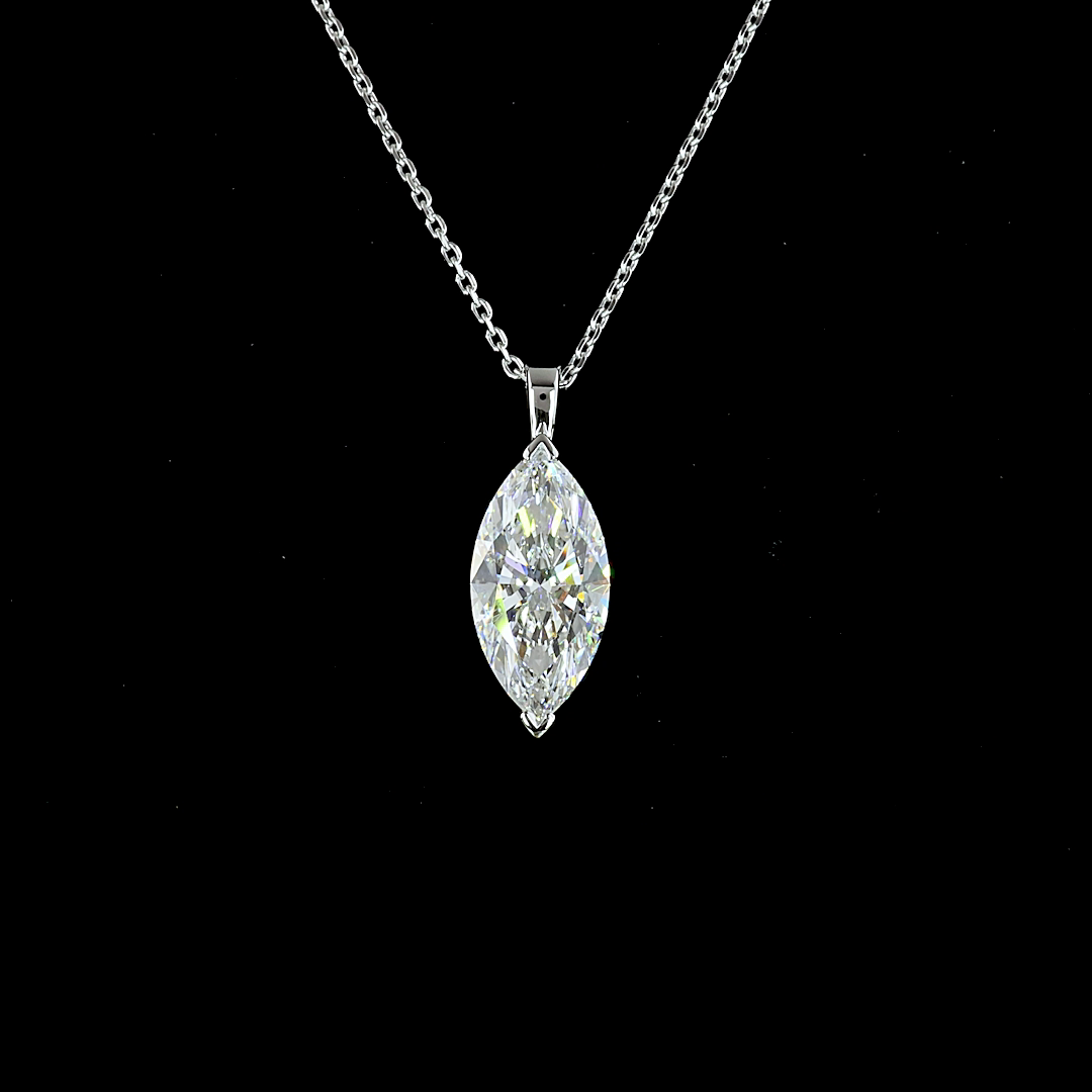 2.71 Carat Lab-Grown Marquise Diamond Pendant in 14K White Gold - E SI1 Clarity, Solitaire Necklace for Women - Perfect for Weddings, Anniversaries & Special Occasions