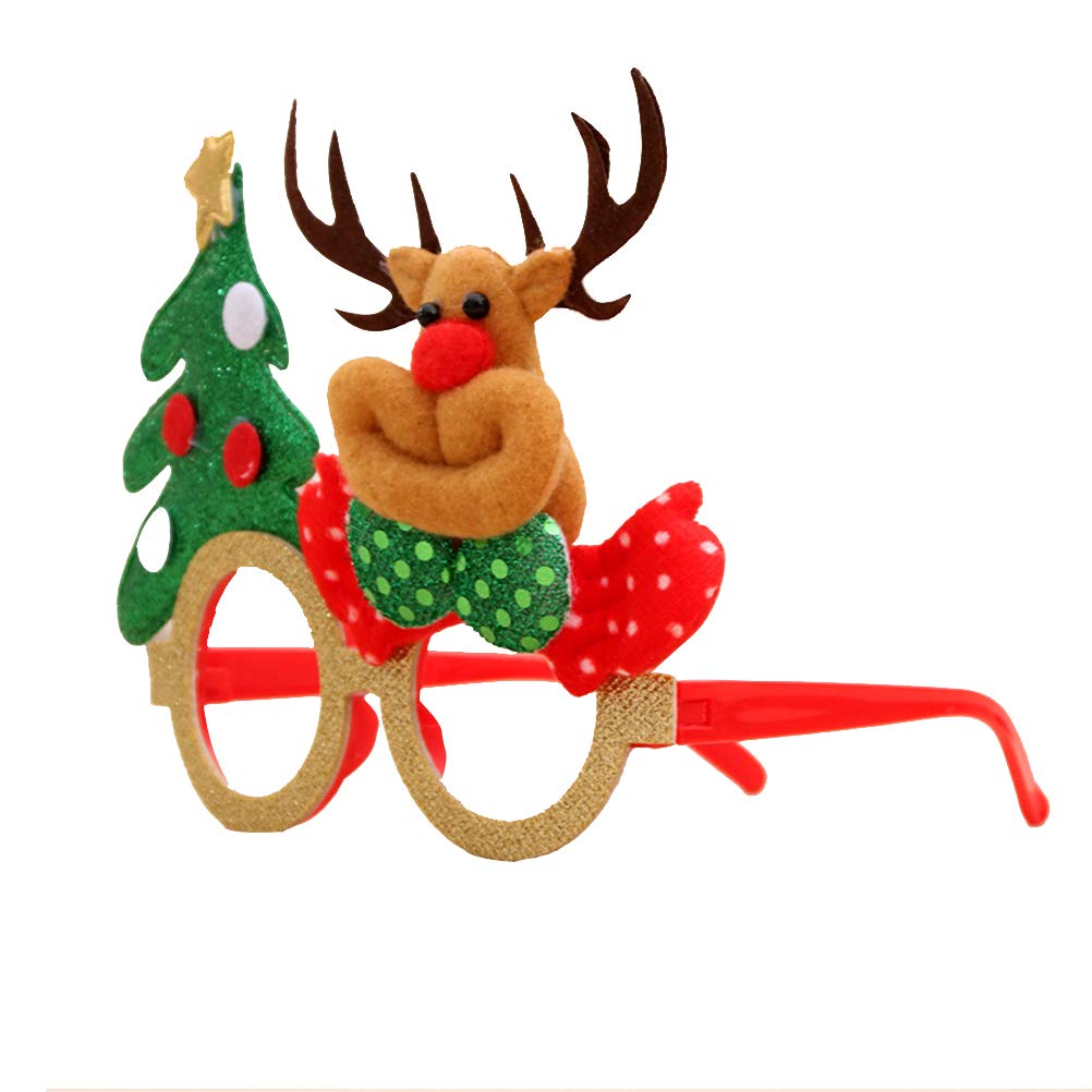 PRETYZOOM Funny Cartoon Deer Christmas Eyeglasses - Novelty Holiday Costume Accessory & Party Decoration Gifts for Festive Celebrations, Christmas Parties, and Themed Events