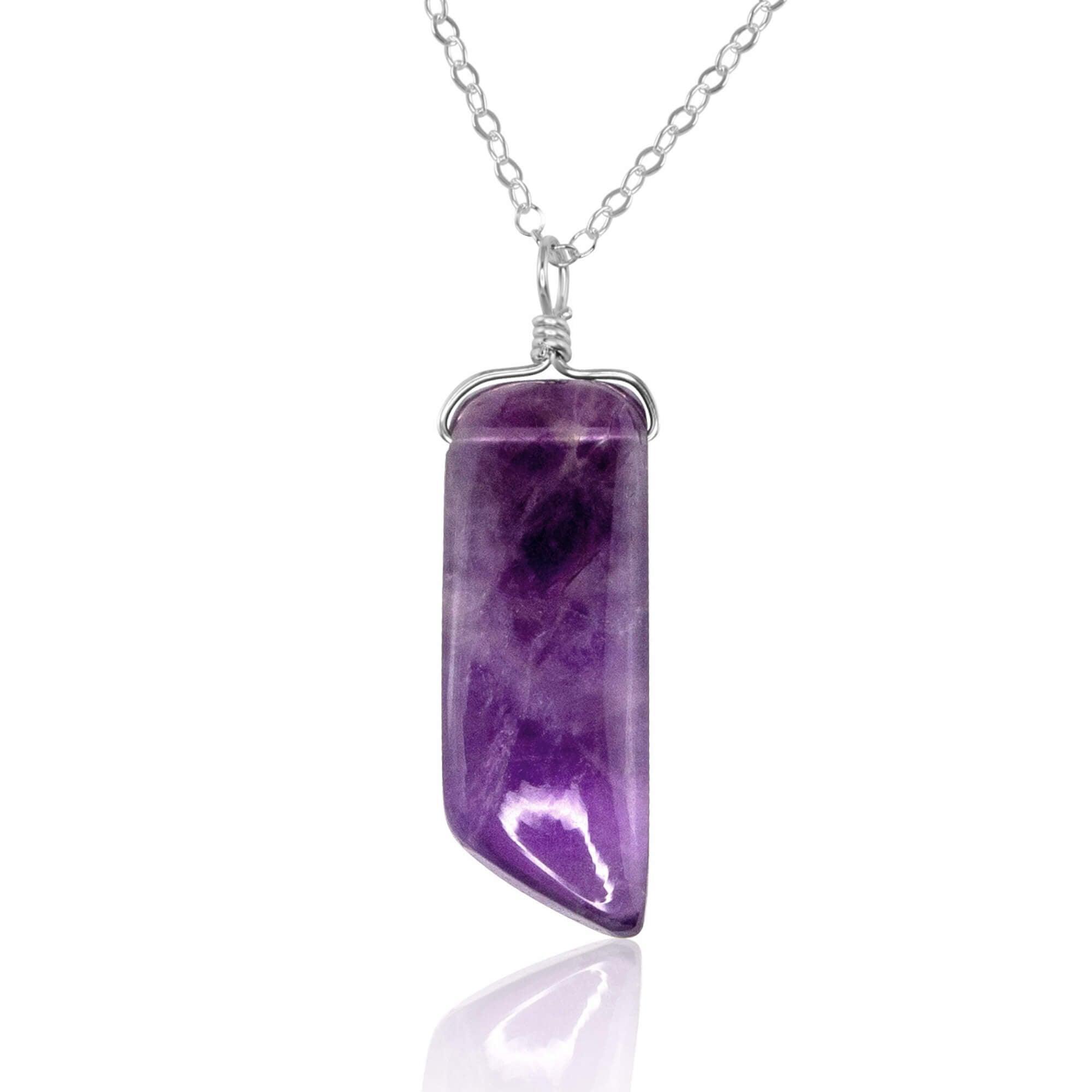 Natural Smooth Purple Amethyst Crystal Point Necklace - Healing Stone Jewelry for Meditation, Energy Cleansing & Spiritual Gifts