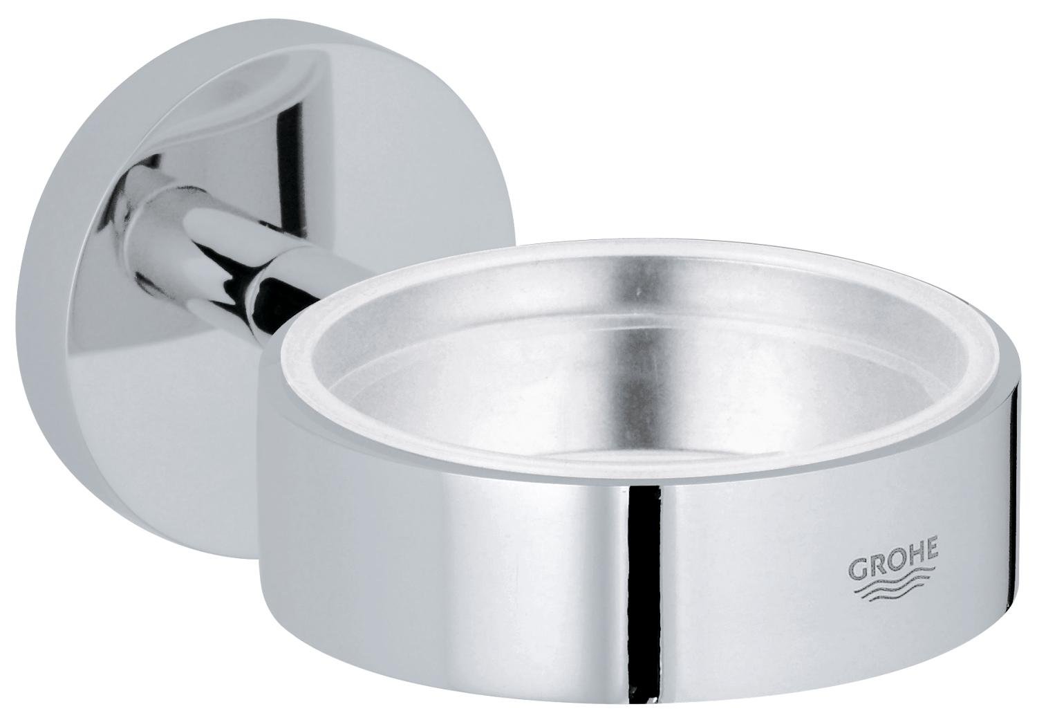 Growe 40369001 Chrome Soap Dish Holder - Wall Mounted Glass Soap Dispenser Stand for Bathroom & Kitchen - Durable Starlight Chrome Finish for Shower, Sink, and Vanity Organization