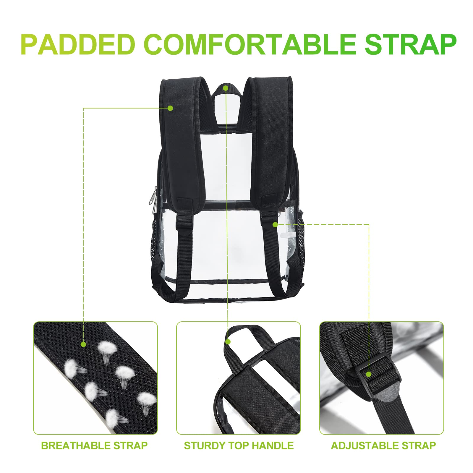 Clear Backpack Stadium Approved - Adjustable Straps See-Through Mini Backpack for Concerts, Sports Events, Work & Security Checks | Perfect for Stadium Entry, Travel & School Safety