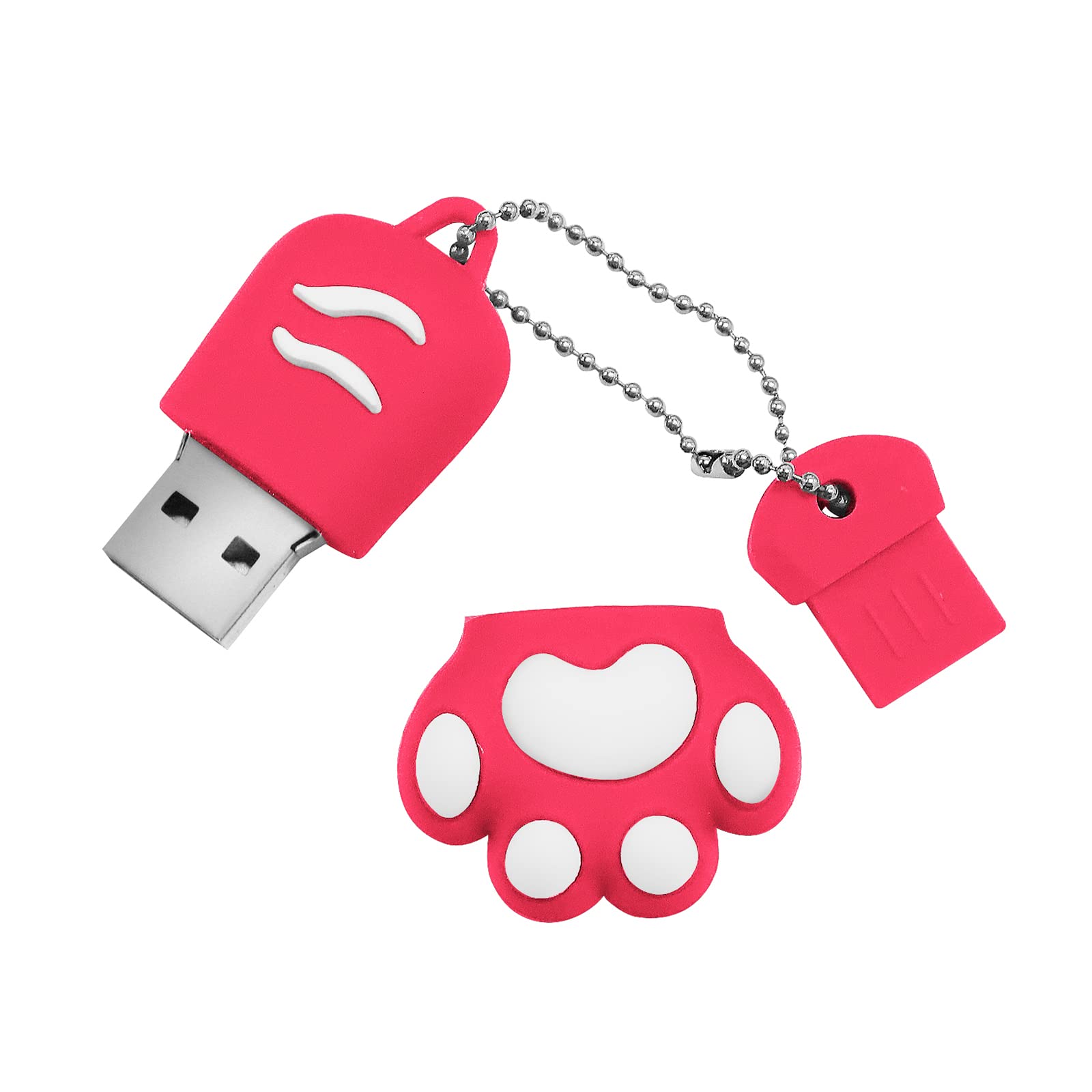64GB Cute Cat Paw USB Flash Drive - Mini Cartoon Pendrive for PC & Laptop (Pink) - Perfect for Students & Office Use