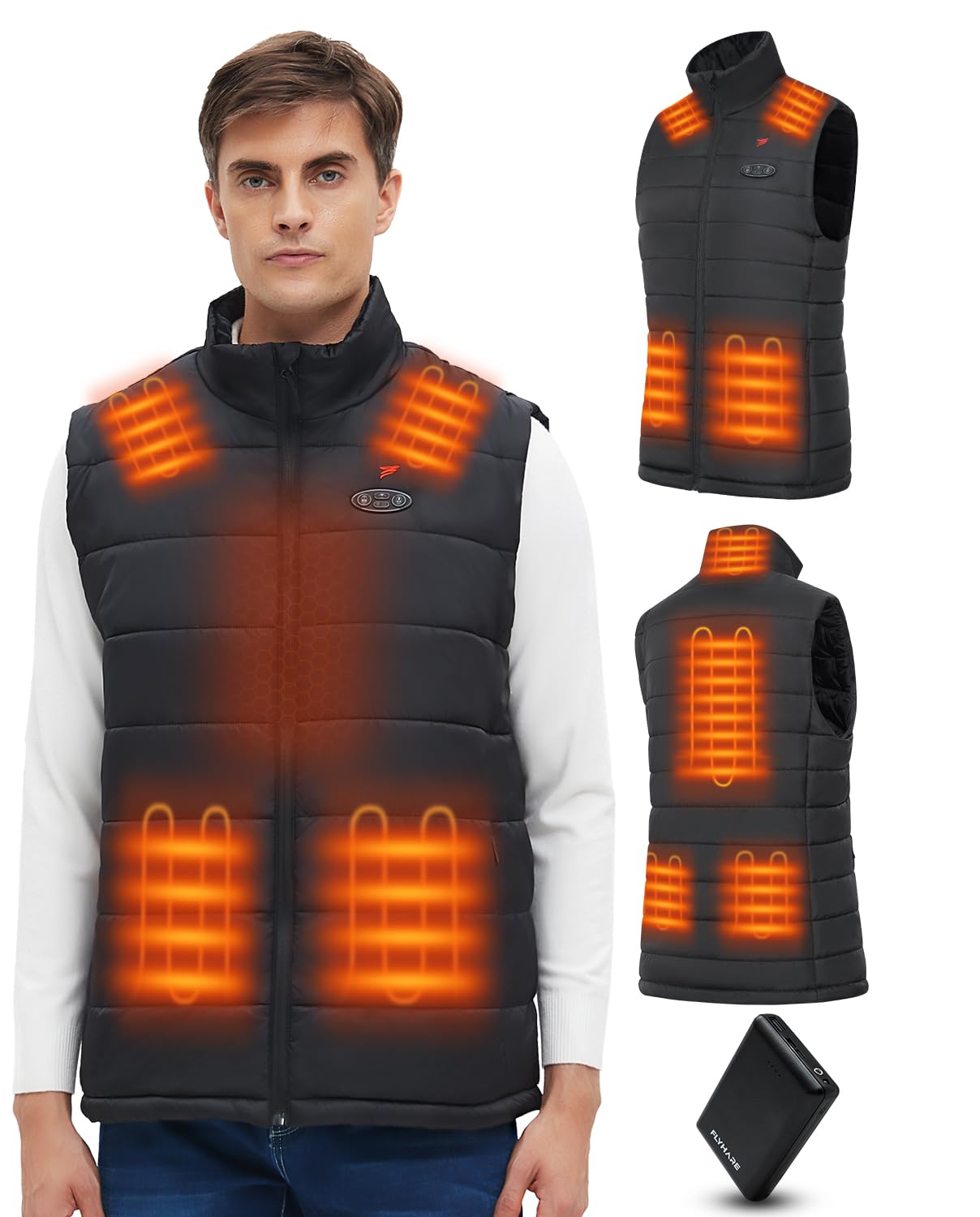 Flyhare Heated Vest for Men with Battery Pack - Lightweight Electric Warming Jacket for Outdoor Activities, Hunting, and Winter Sports