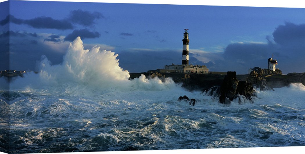 Art Print Cafe – Lighthouse Canvas Painting – Jean Guichard's Le Créac'h – 100x50 cm Wall Art – Perfect for Living Room, Bedroom & Office Decor