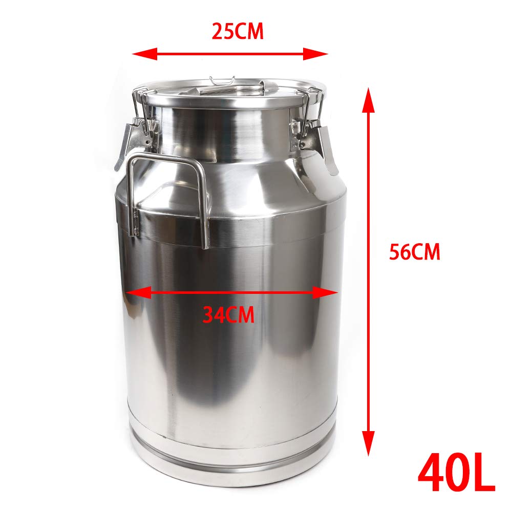 40L Stainless Steel Milk & Wine Storage Tank - 10.57 Gallon Food-Grade Liquid Container with Airtight Silicone-Sealed Lid - Perfect for Dairy, Brewing & Fermentation - Ideal for Farm Fresh Milk Storage, Home Winemaking & Craft Beverage Production
