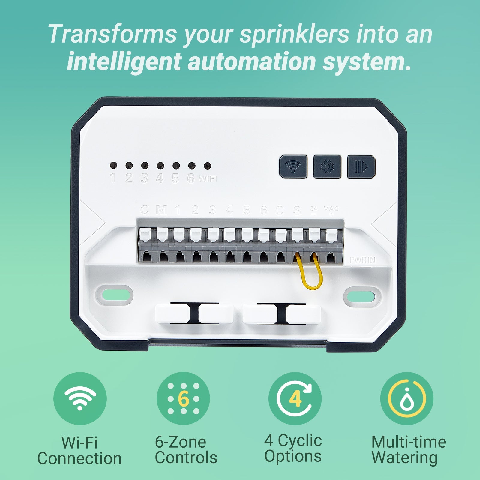 6 Zone Smart WiFi Sprinkler Controller - 600W Irrigation System for Lawns & Gardens | Compatible with Alexa & Google Home | Indoor & Outdoor Use