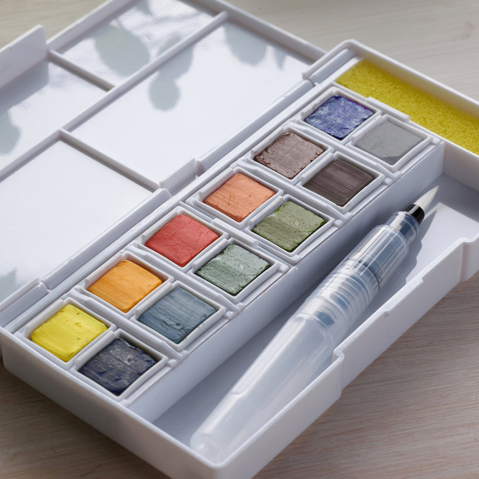 Derwent Line and Wash Paint Pan Set - 12 Watercolor & Ink Paints for Artists - Perfect for Sketching, Illustration & Mixed Media Art Projects