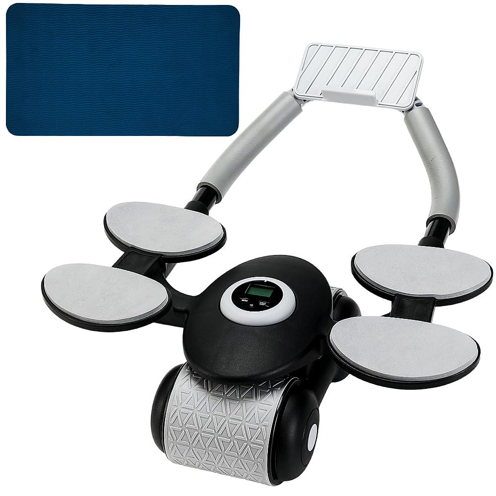 Automatic Rebound Ab Roller Wheel with Knee Mat - Core & Ab Workout Equipment for Home Gym - Smooth Rebound Exercise Tool for Abs, Arms & Elbows - Perfect for Home Fitness & Strength Training