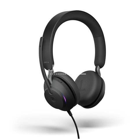 Jabra Evolve2 40 PC Headset - Noise Cancelling Microsoft Teams Certified Stereo Headphones with 3-Microphone Call Technology - USB-A Cable - Black - Perfect for Remote Work, Online Meetings, and Office Communication