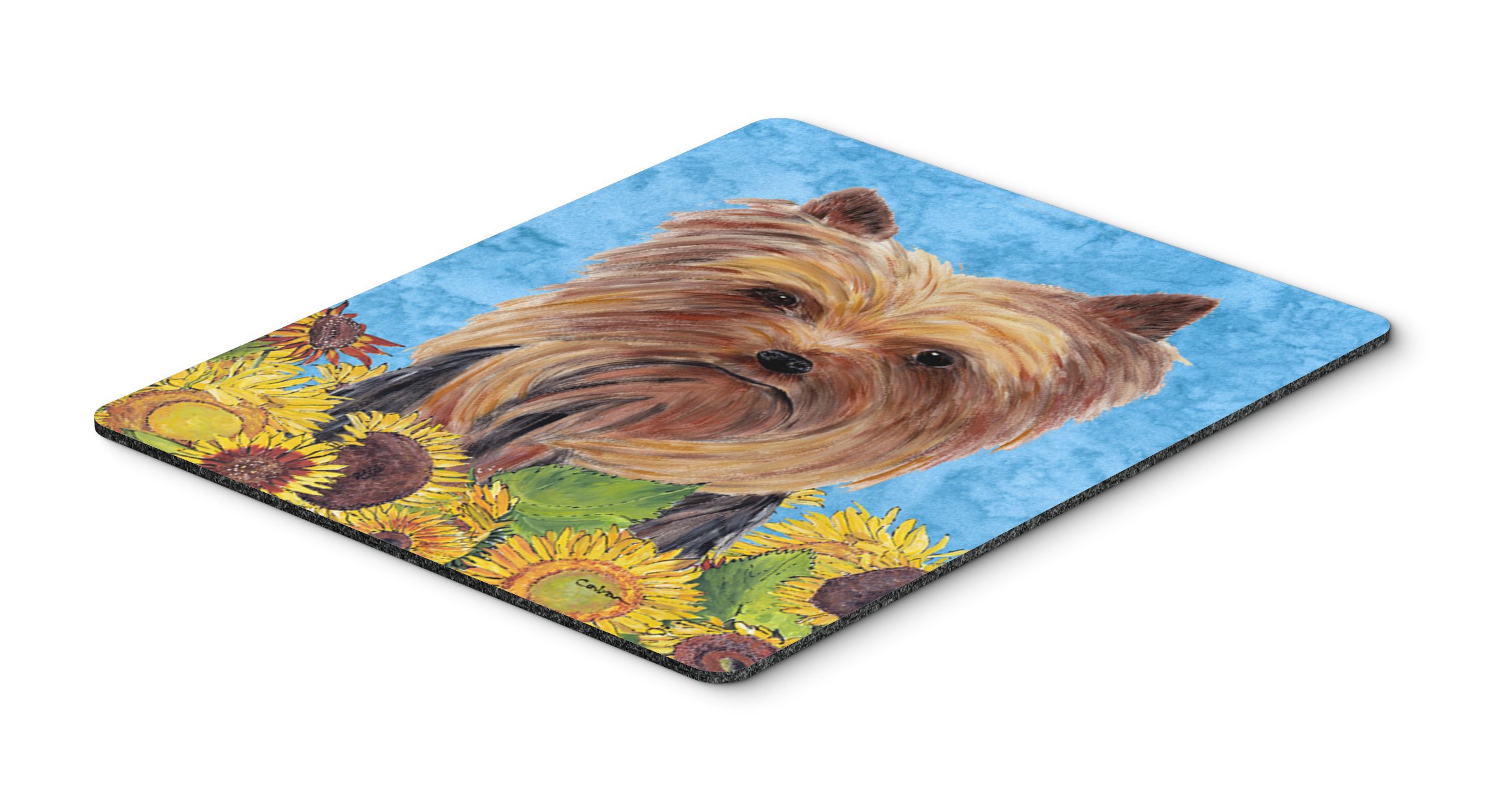 Yorkie in Summer Flowers Mouse Pad - Large Washable Non-Slip Desk Mat for Home Office, Gaming & Computer Work | Cute Dog-Themed Hot Pad & Trivet for Kitchen Decor | Perfect Gift for Pet Lovers (SC9060MP)