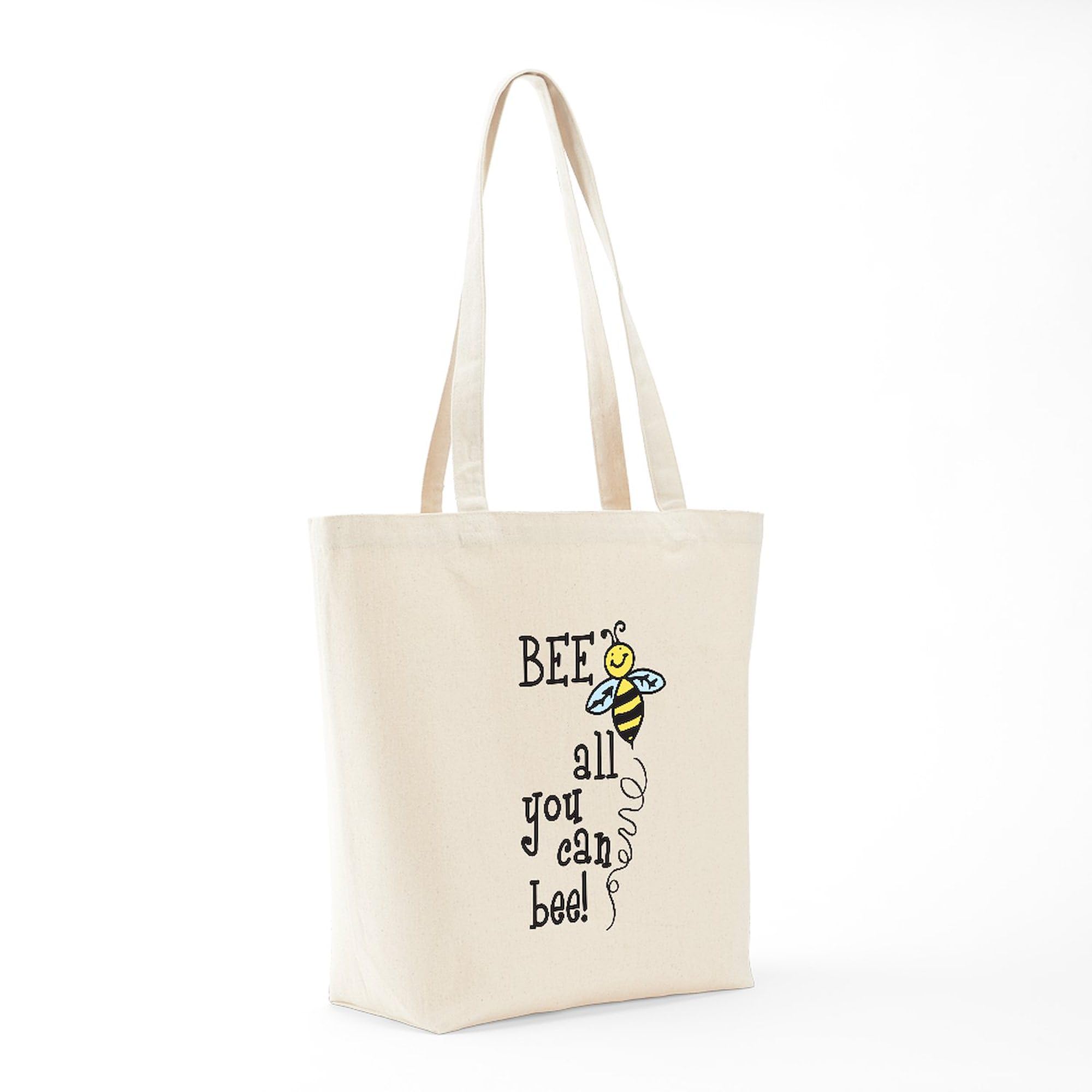 All You Can Bee Tote Bag - Natural Canvas Reusable Shopping Bag for Groceries, Beach & Farmers Market | Eco-Friendly Cotton Tote with Bee Design