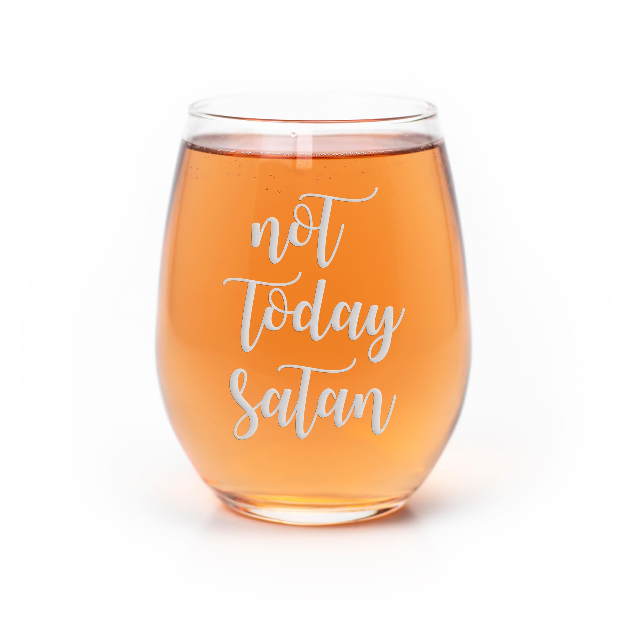 Not Today Satan Stemless Wine Glass - Religious Bible & Jesus Gift for Christians, Funny Christian Wine Cup for Church Events, Bible Study, Weddings & Faith-Based Gatherings