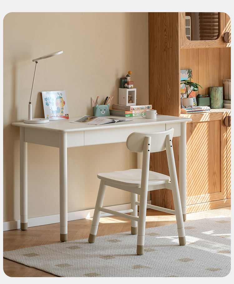 Solid Wood Lift Kid's Chair - Oak & Birch, White - Perfect for Kids' Study Desk, Playroom & Nursery