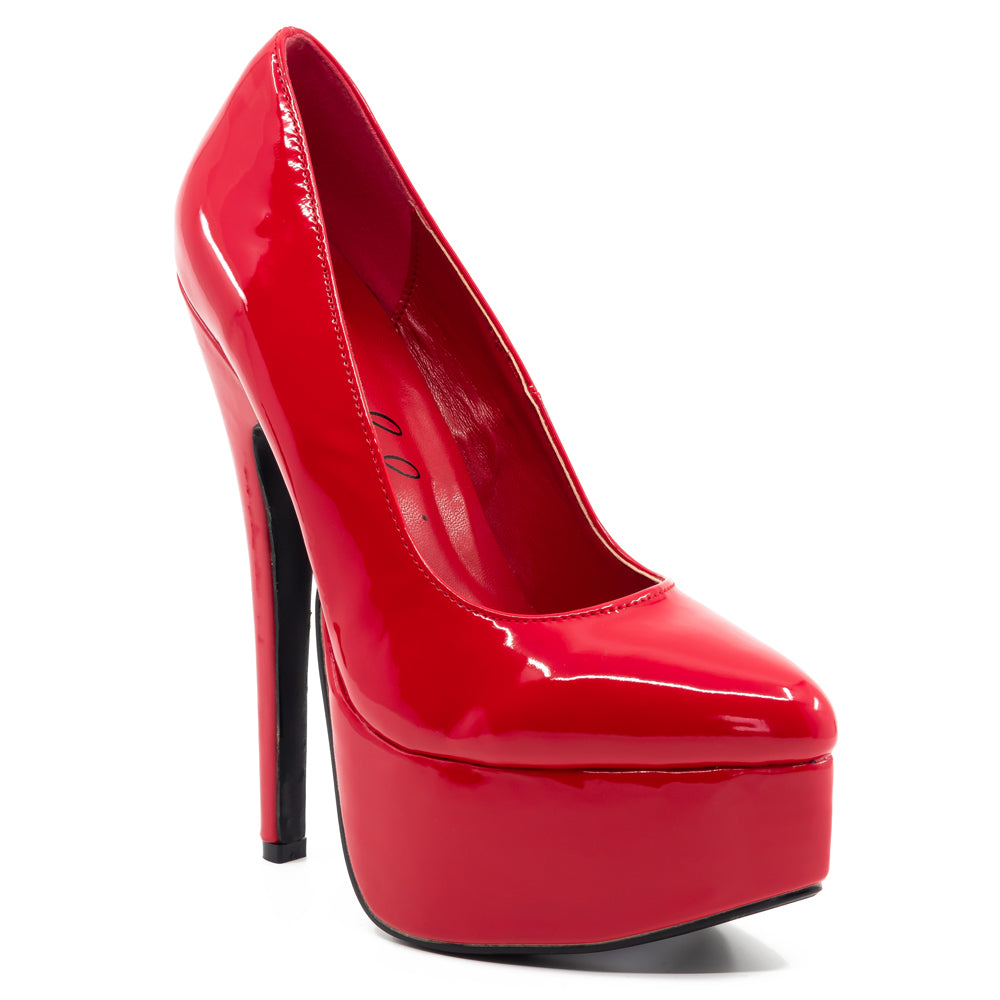 Ellie Shoes Prince 6.5 Inch Stiletto Heels Red Patent Leather Platform Pumps for Women - Perfect for Parties, Date Nights & Formal Events